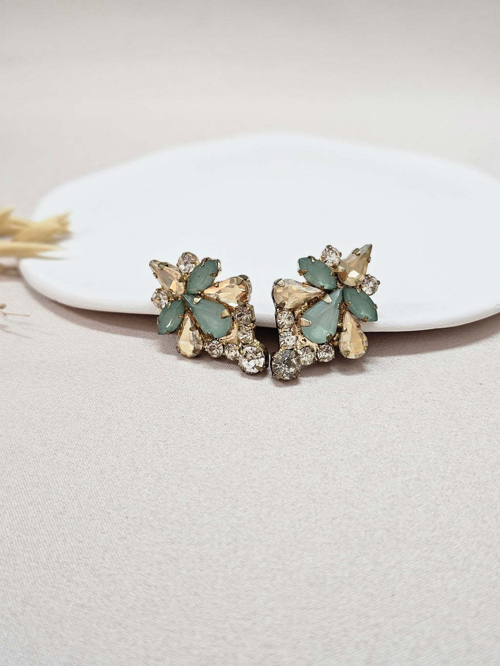 Green CZ Stud Earrings