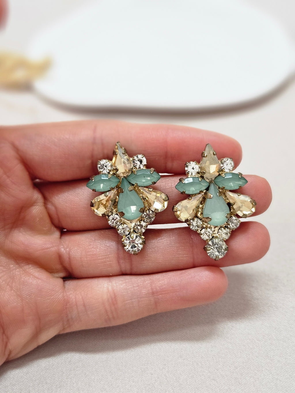 Green CZ Stud Earrings