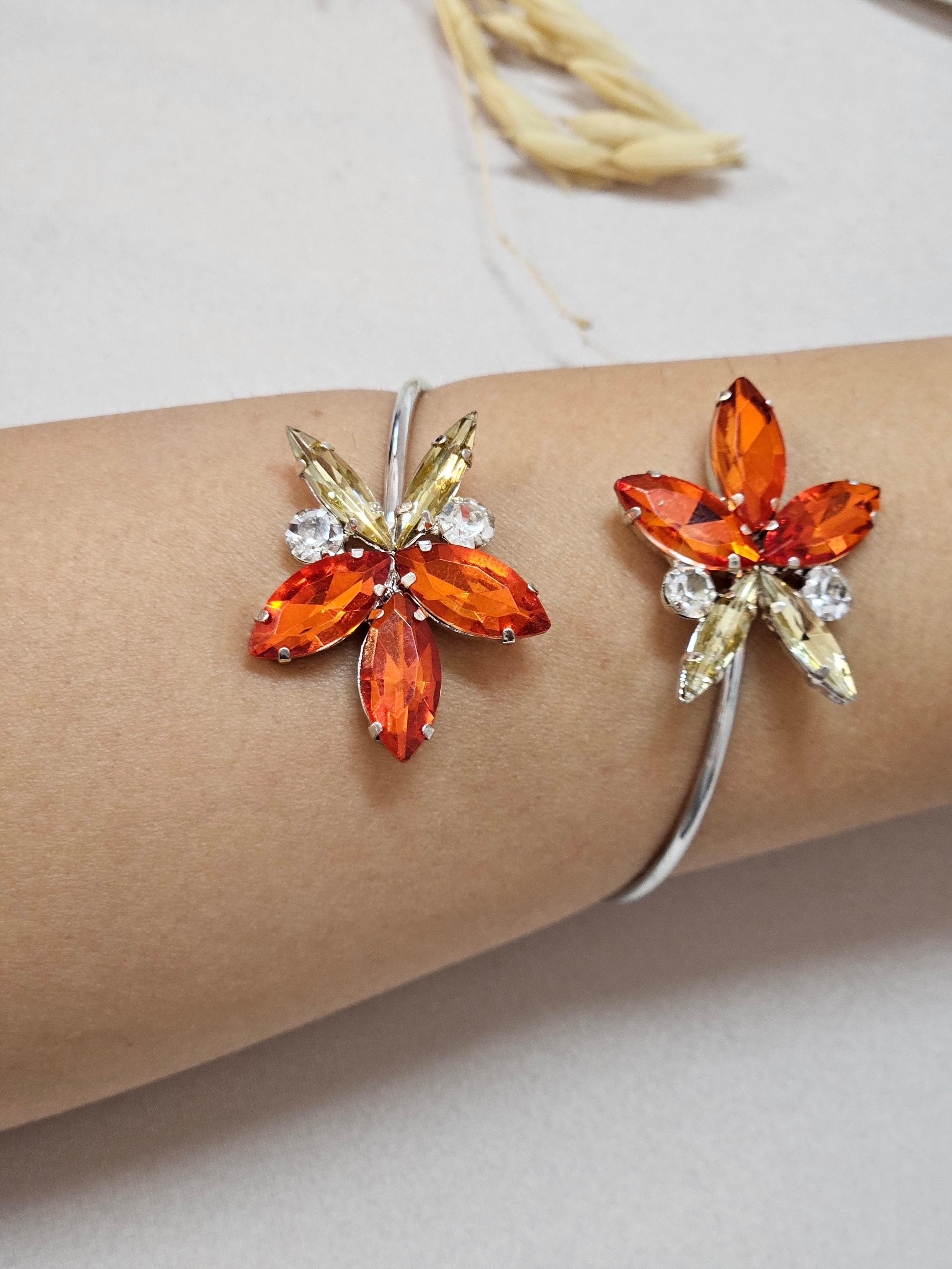 Orange Floral Jewelry Set