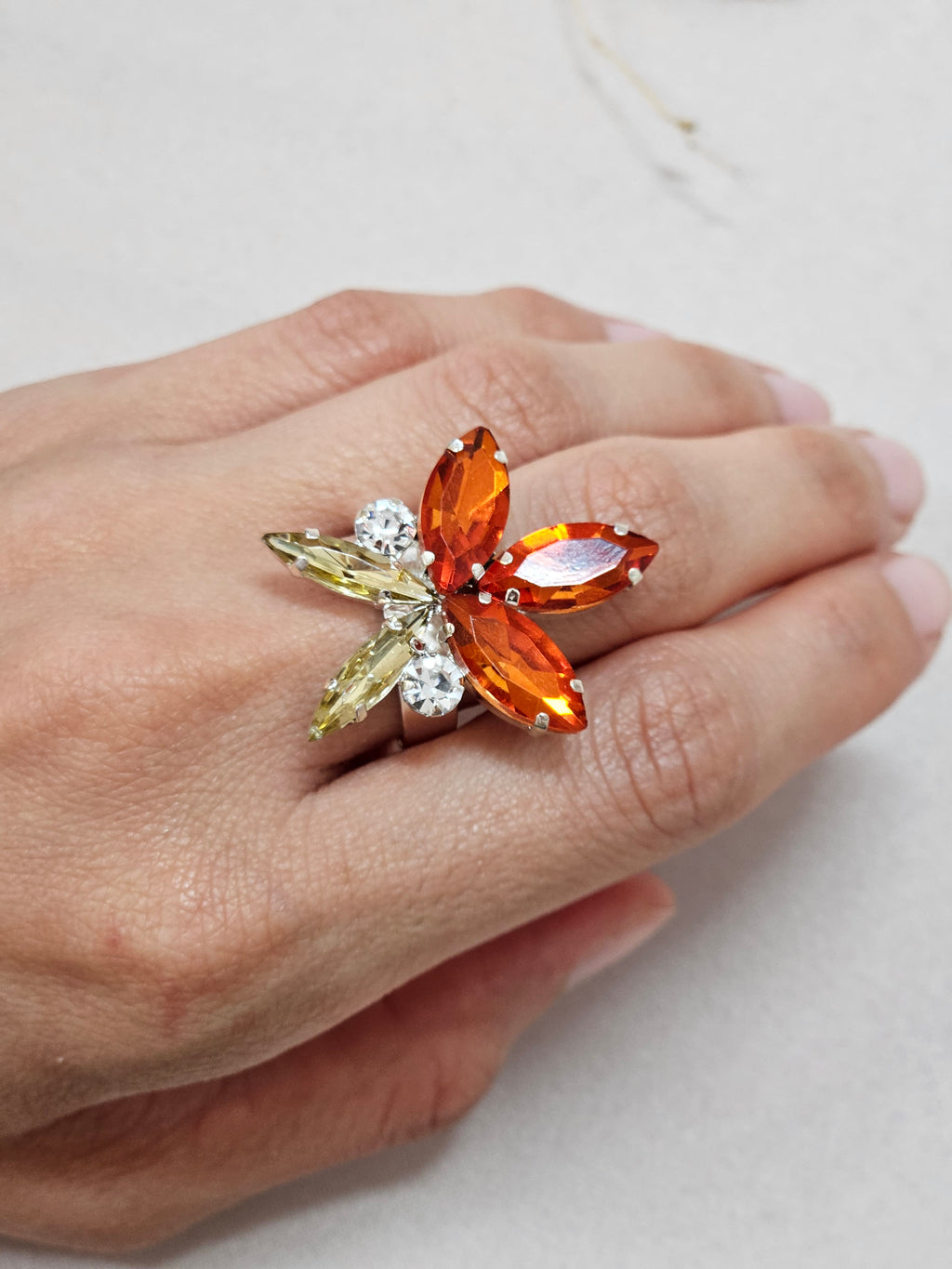 Orange Floral Jewelry Set