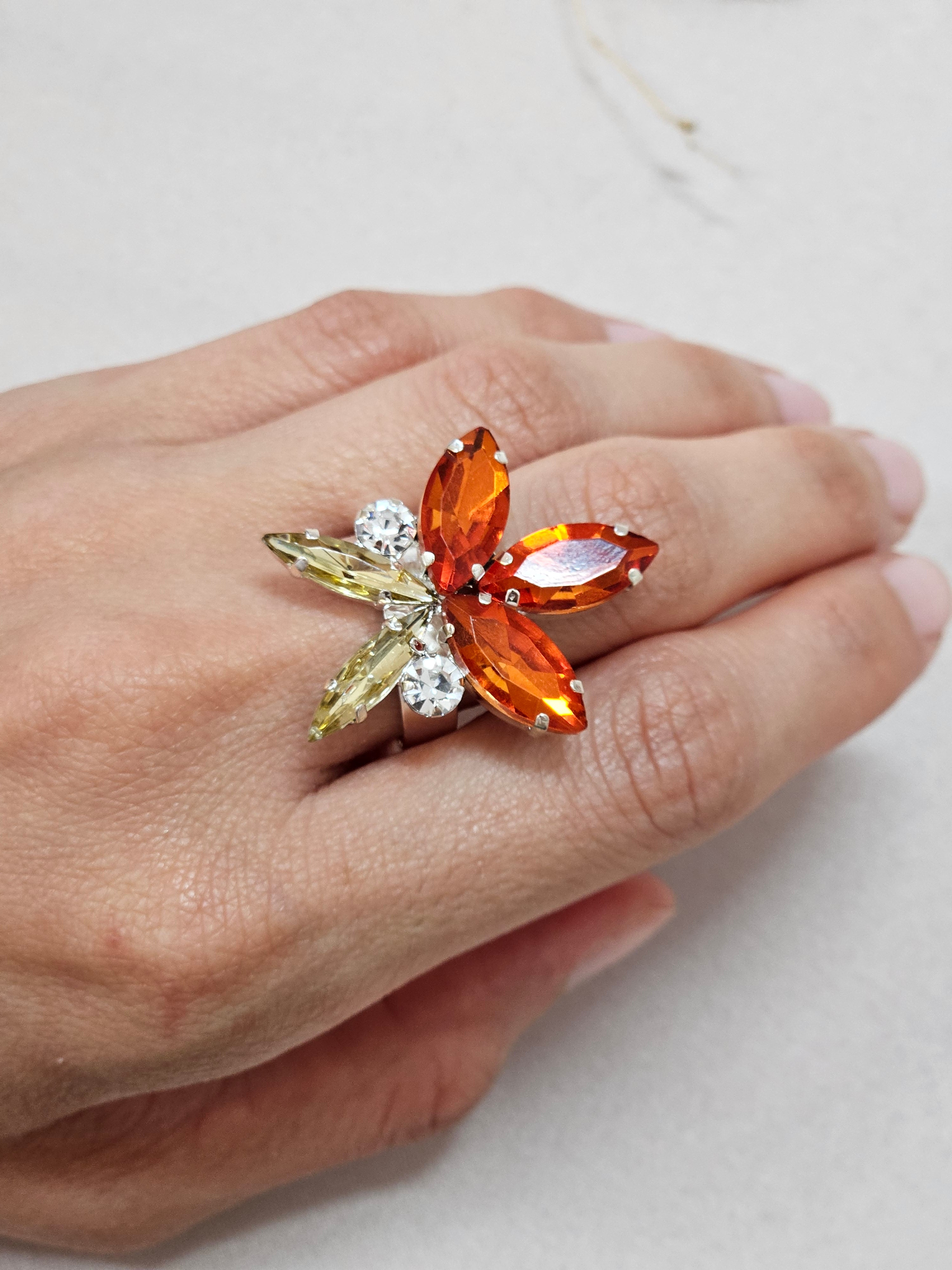 Orange Floral Jewelry Set