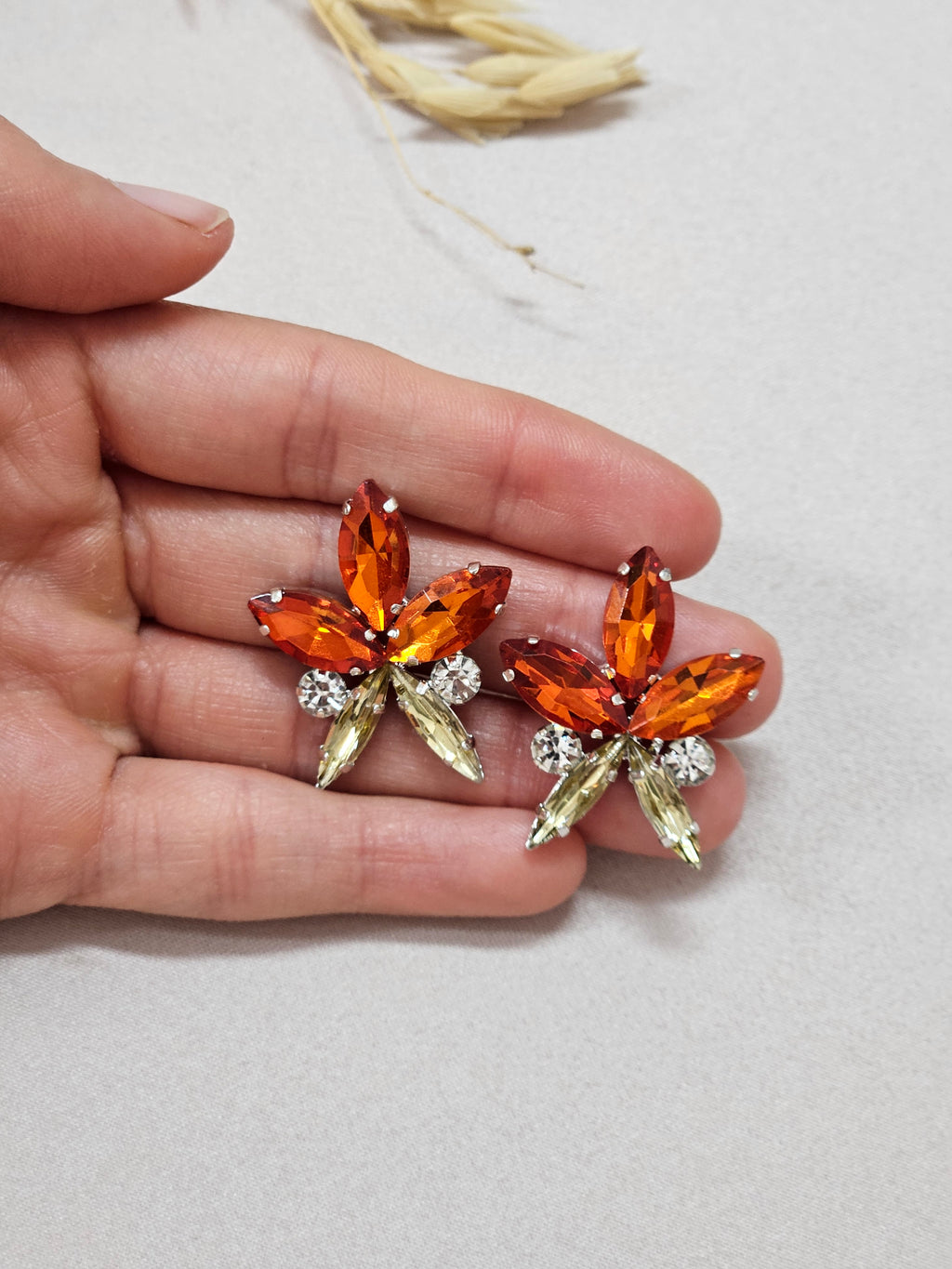 Orange Floral Jewelry Set