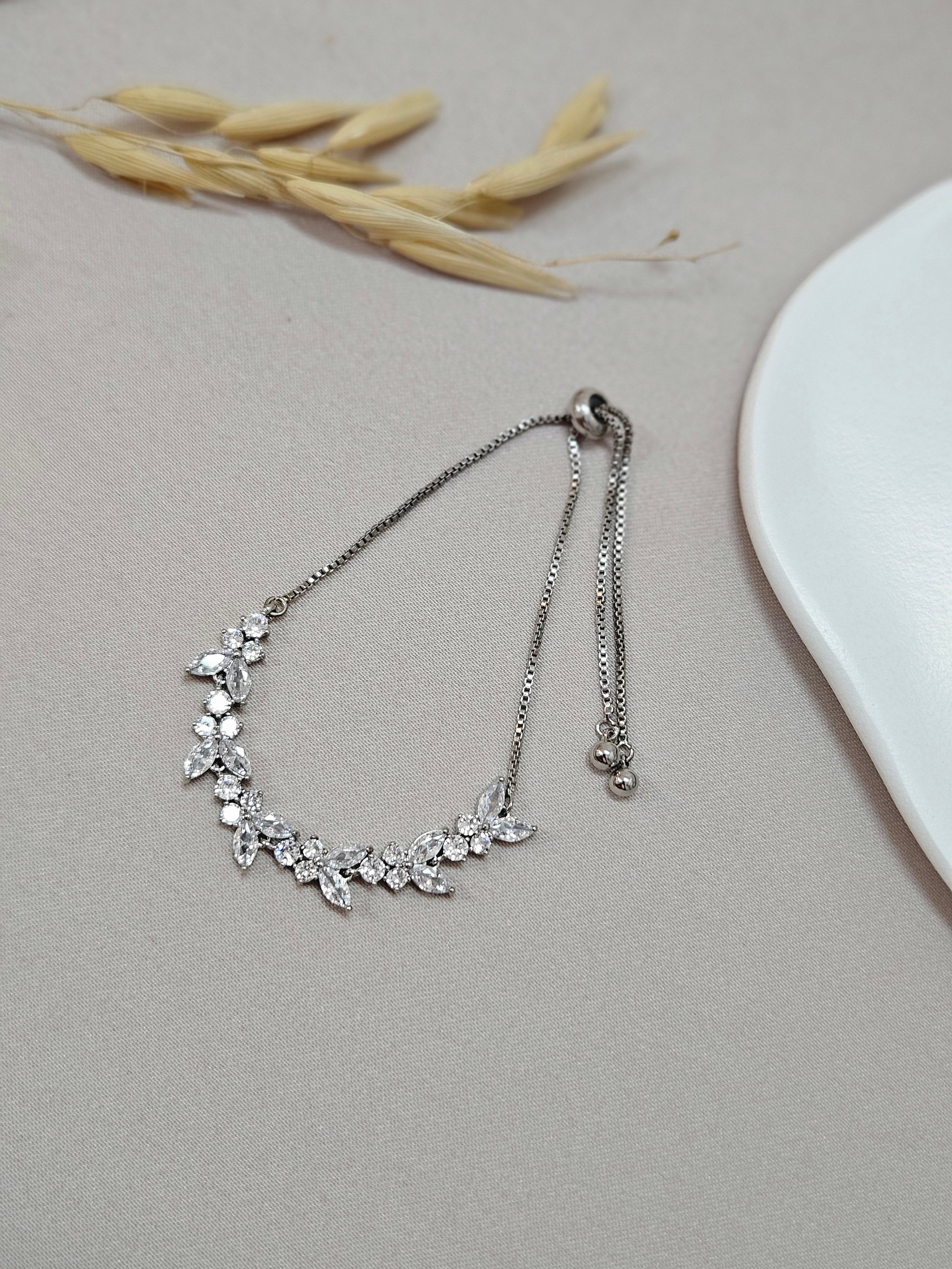 Adjustable Silver Crystal Bracelet