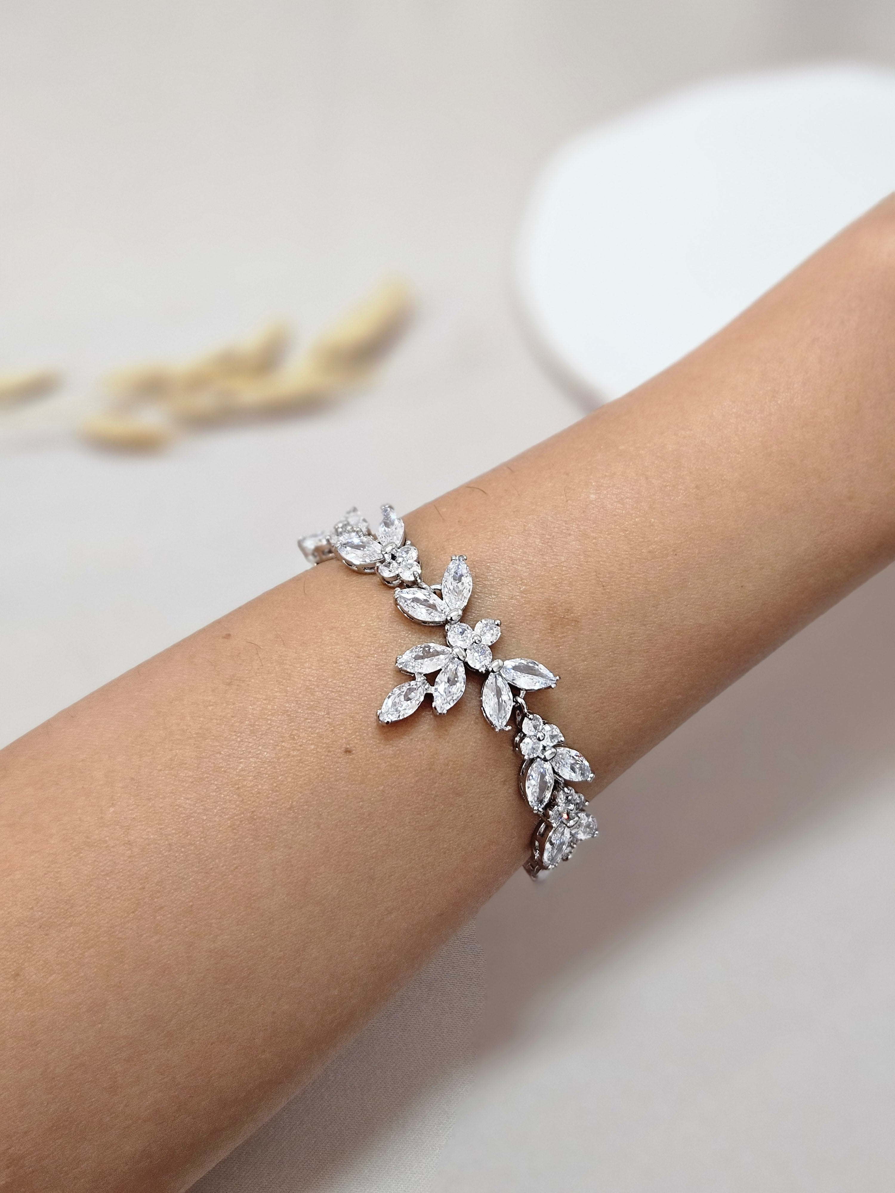 Silver Bridal Adjustable Bracelet