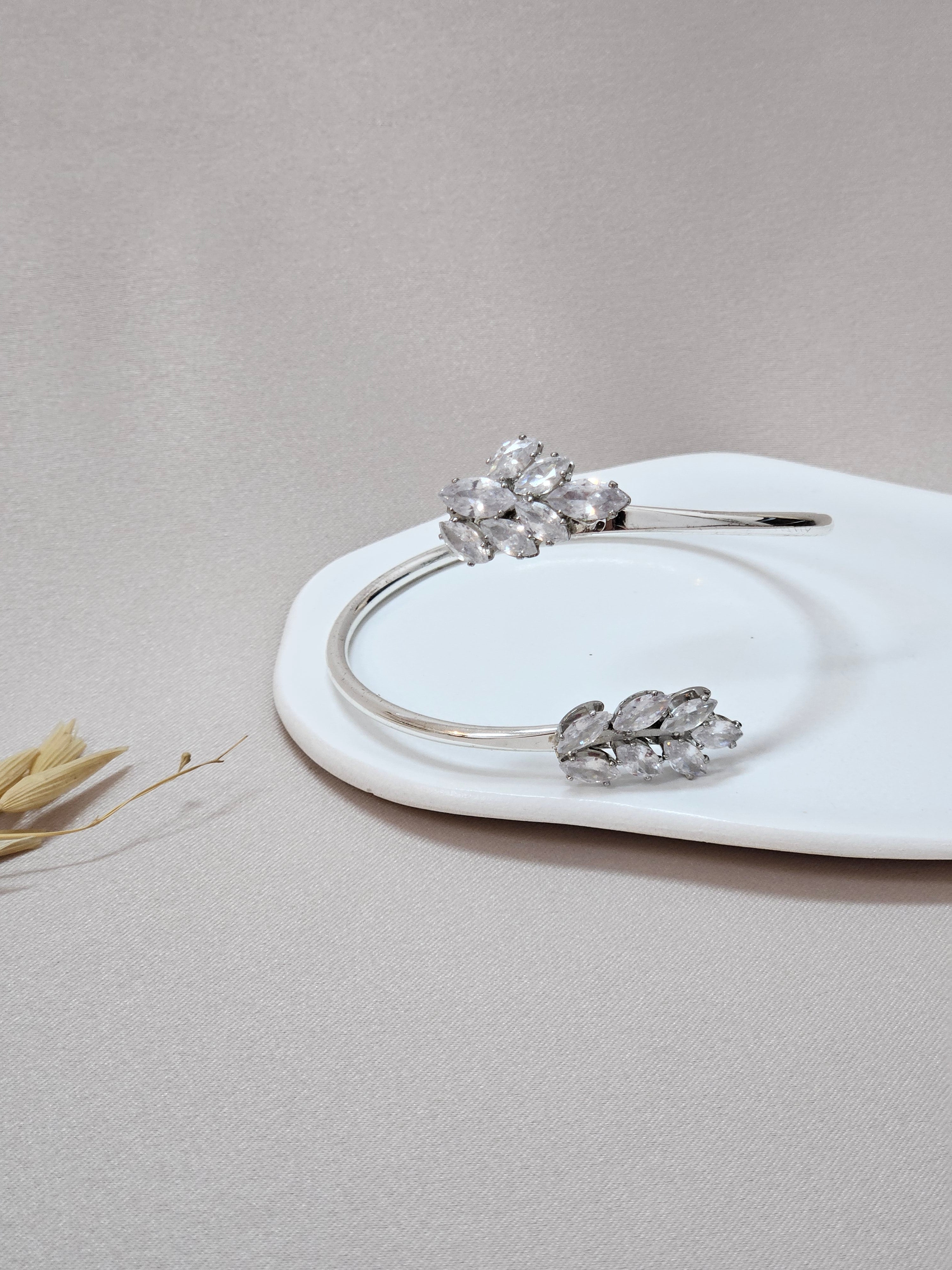 Open CZ Silver Bangle