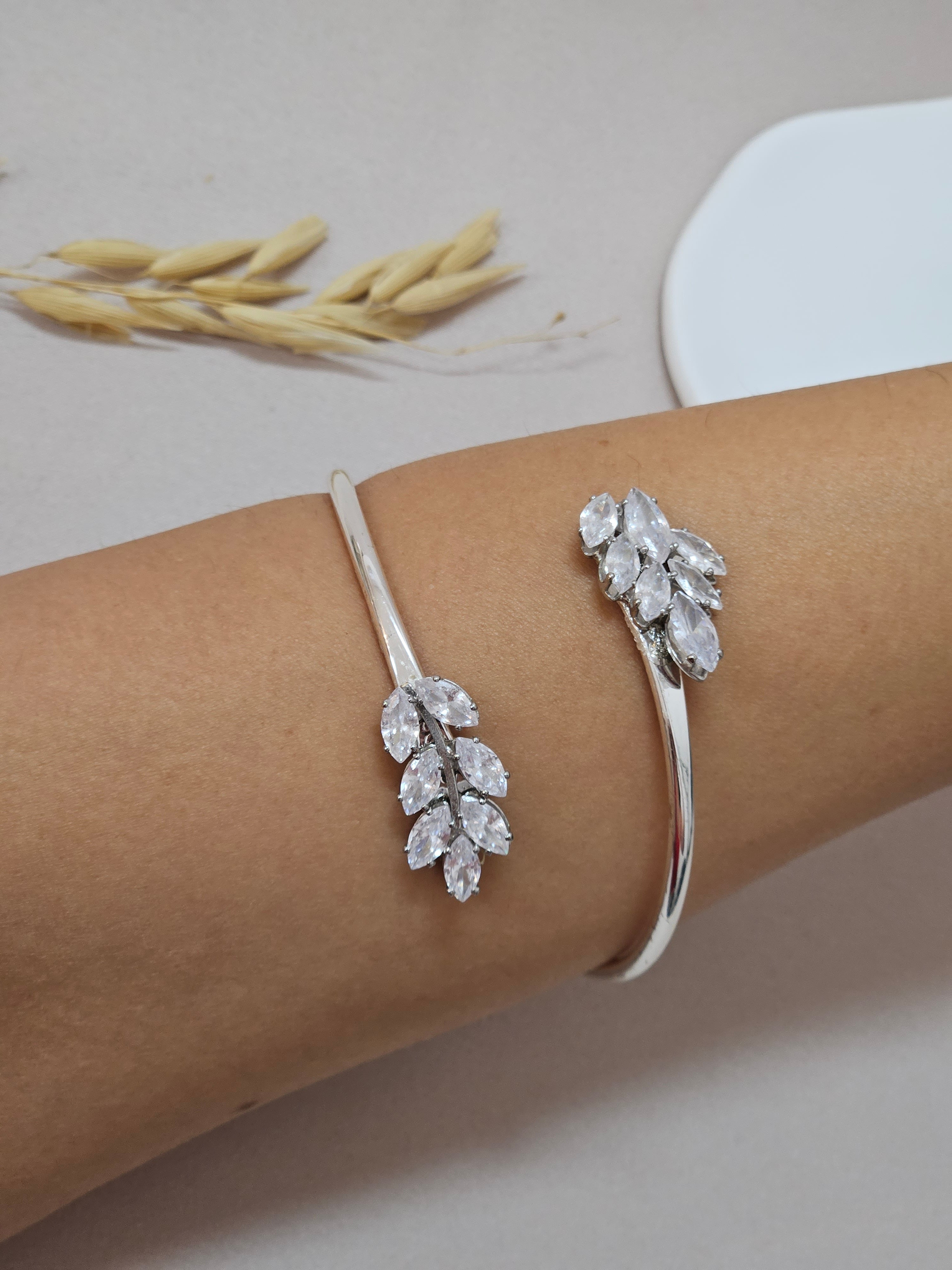 Open CZ Silver Bangle
