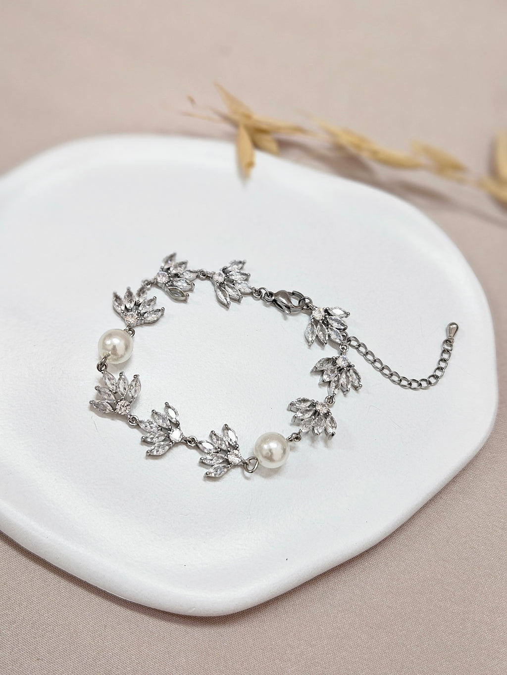 Adjustable Crystal Pearl Chain Bracelet