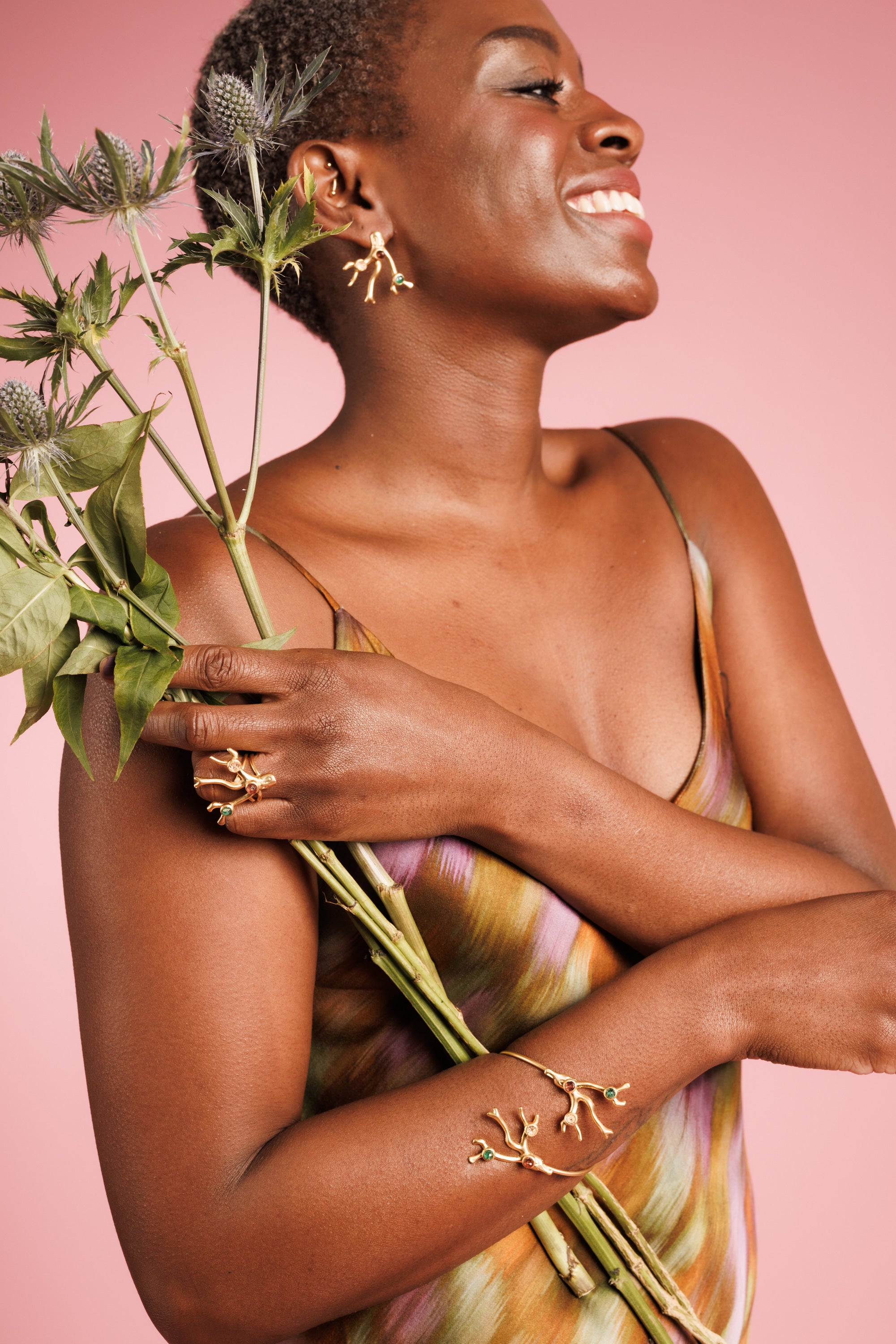 Gold-plated Coral Jewelry Set