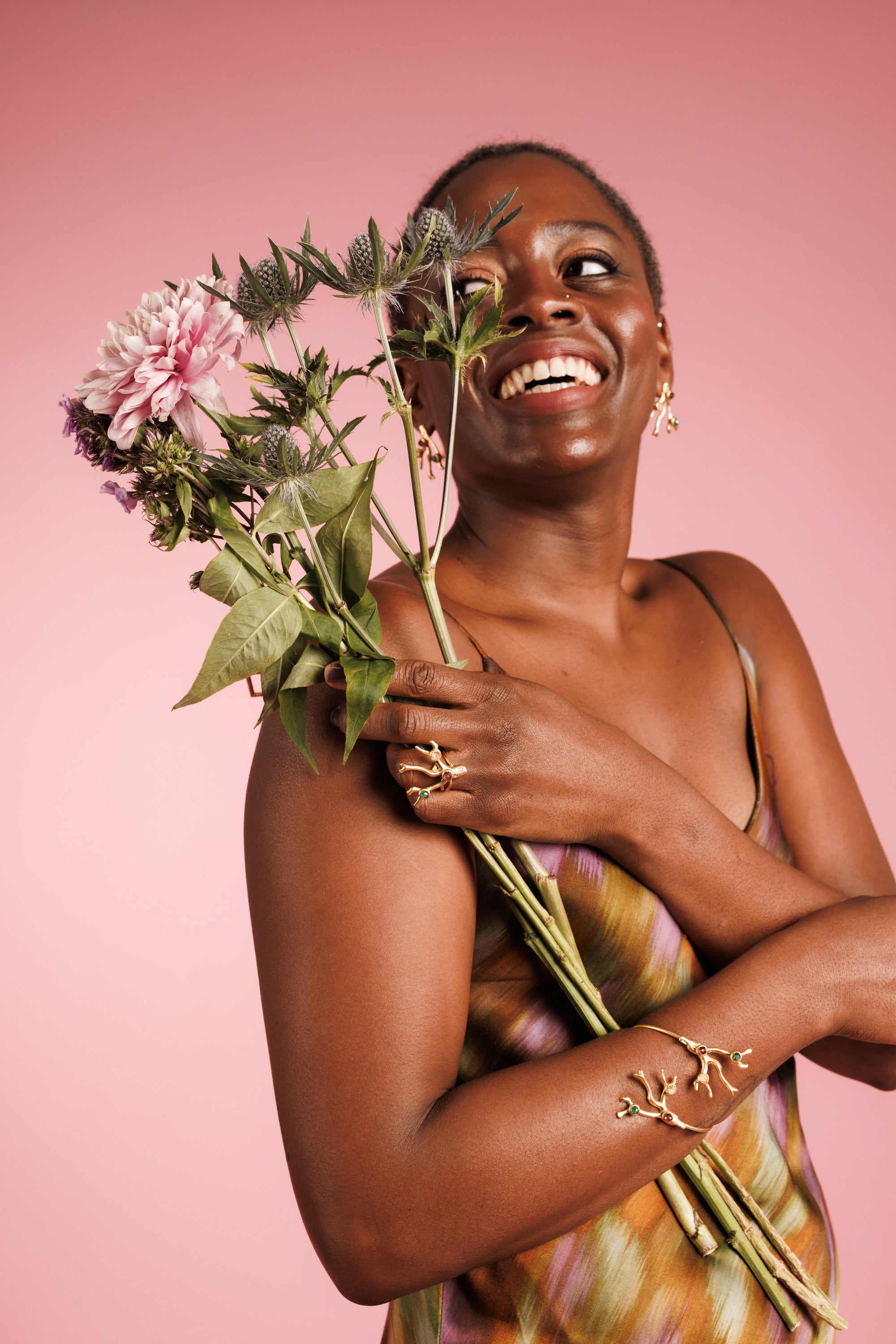 Gold-plated Coral Jewelry Set