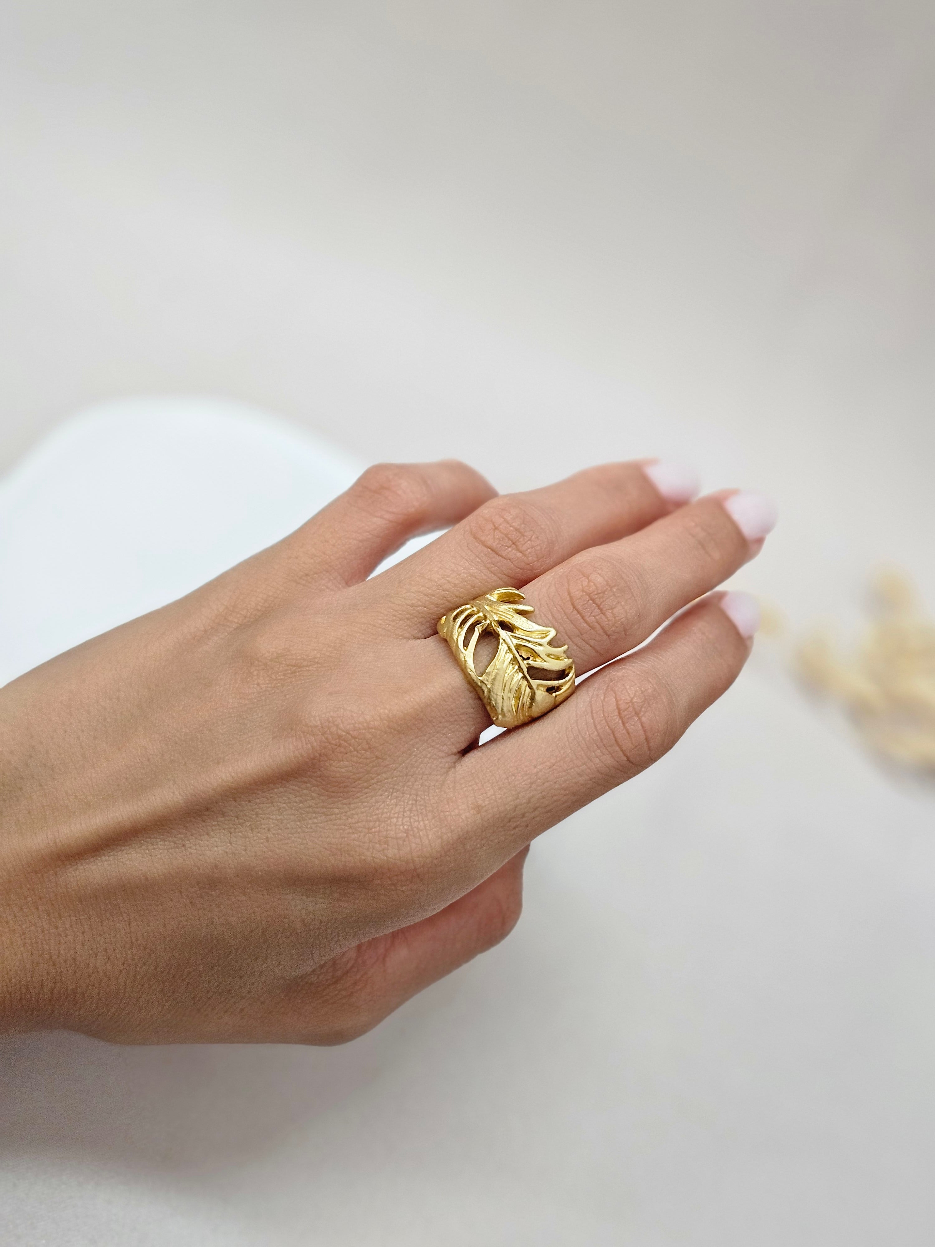 Boho Gold Leaf Ring - Trg
