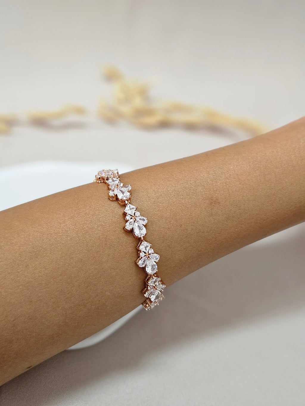 Blush Rose Gold Chain Crystal Bracelet