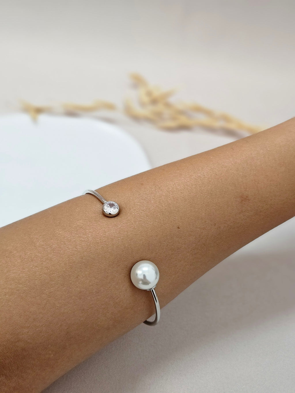 Elegant Open Pearl Cuff Bracelet