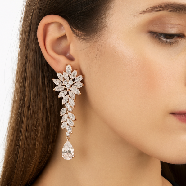 Chandelier Long Rose Gold Earrings