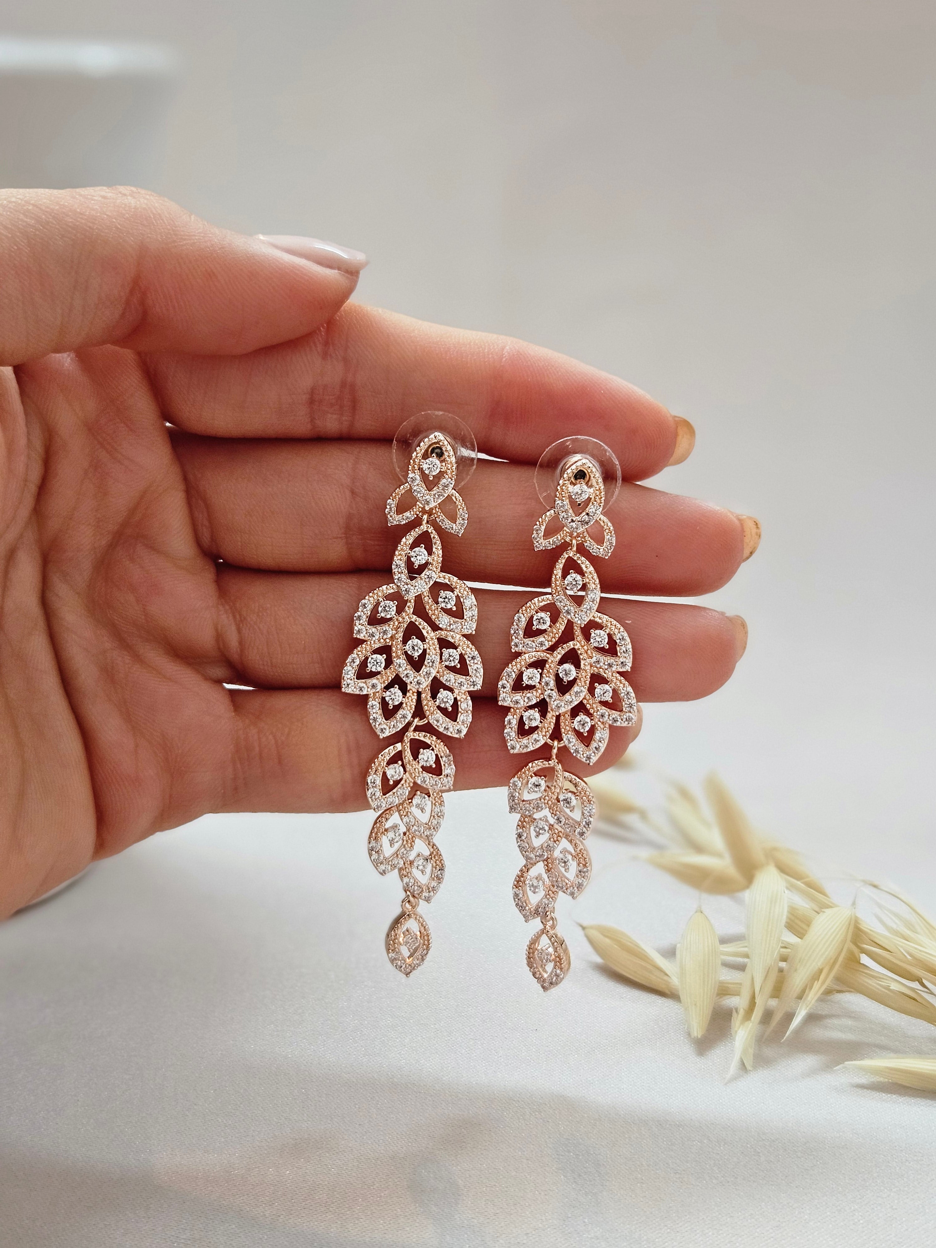 Chandelier Rose Gold Cystal Earrings - AERC8