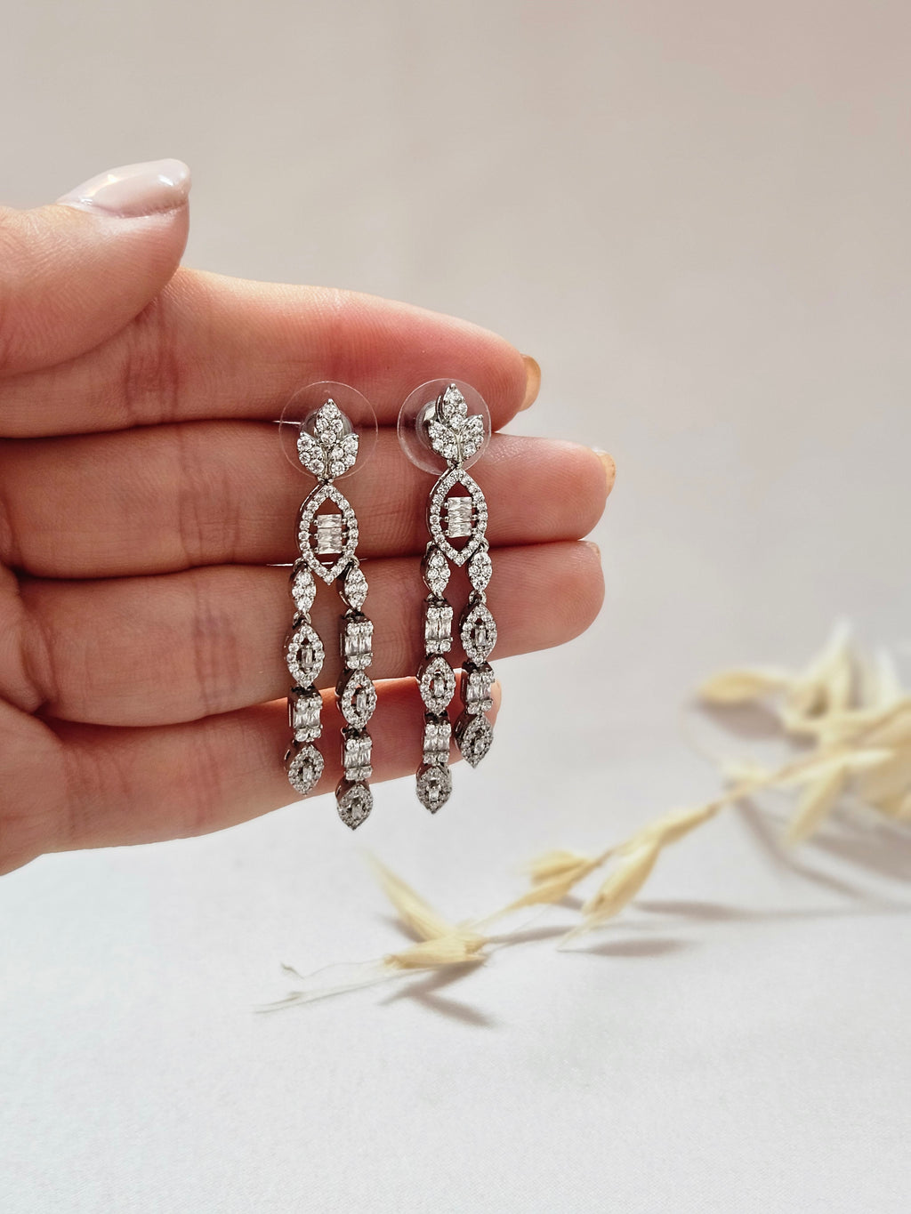 Elegant Silver Crystal Chandelier Drop Earrings