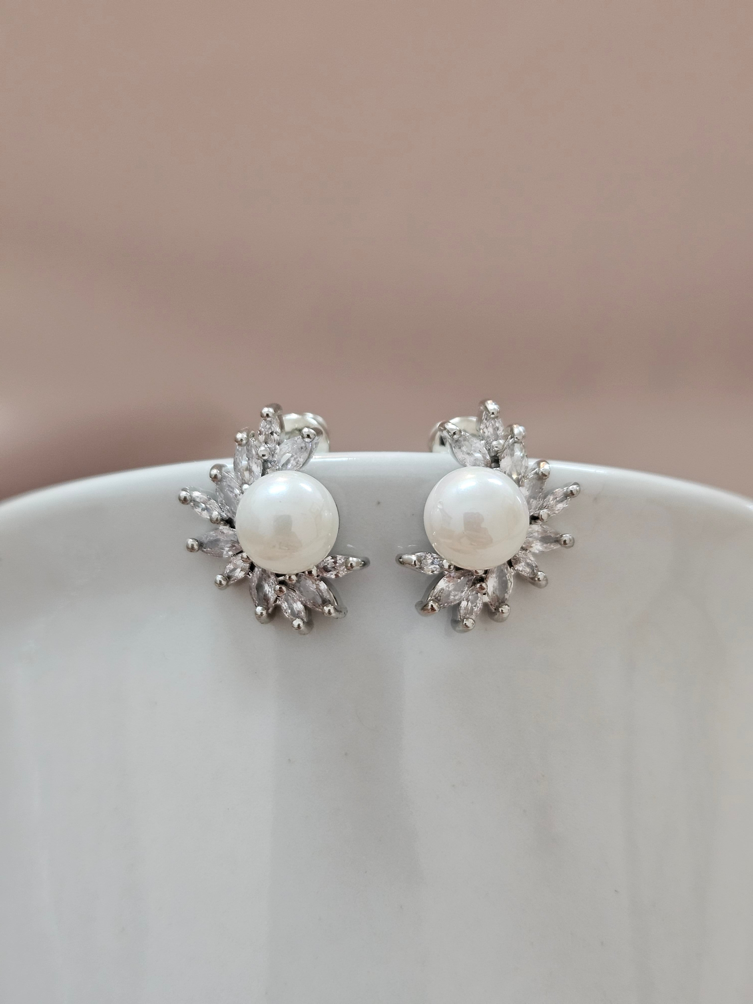 Bridal Small Delicate Crystal Pearl