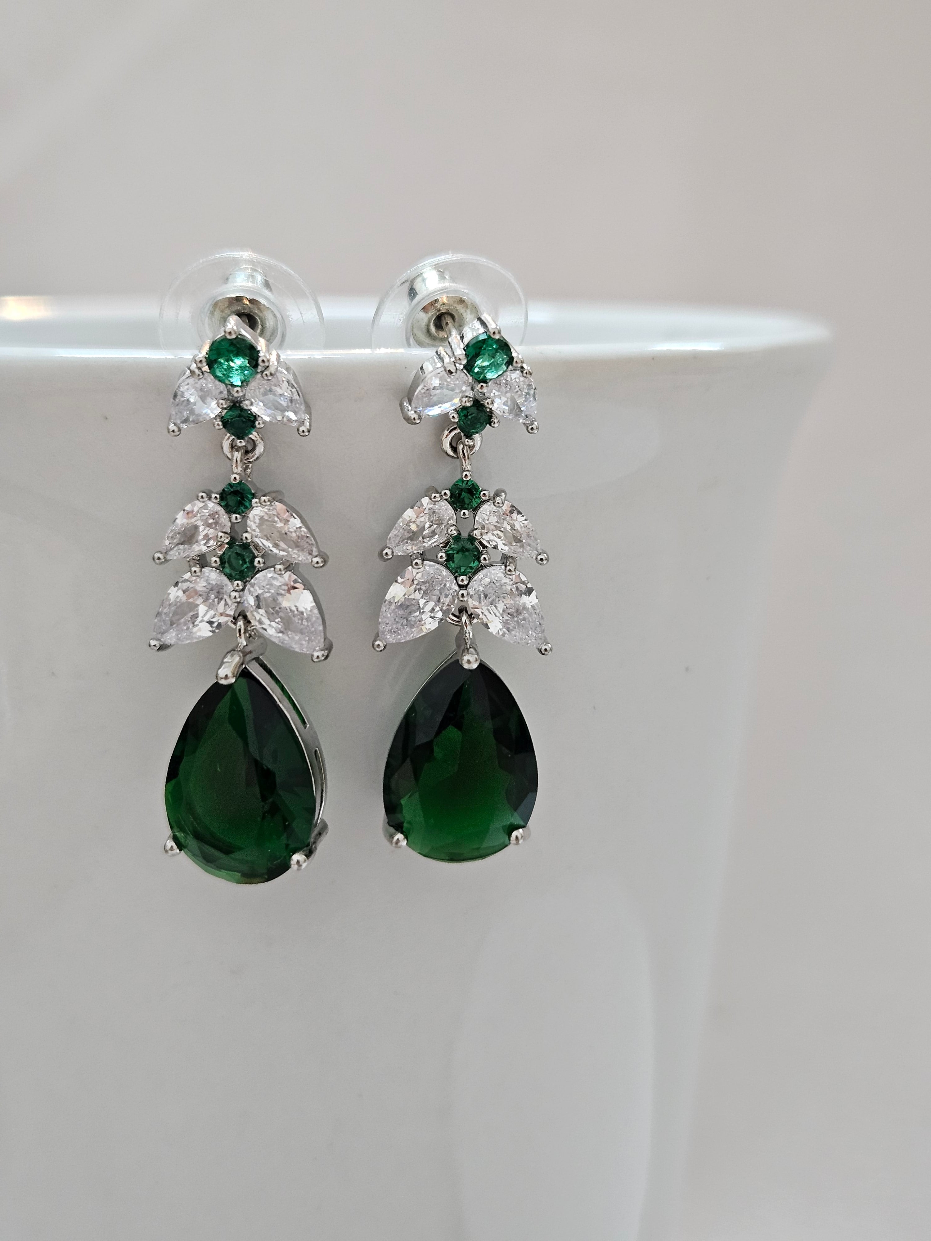 Emerald Green Crystal Drop Earrings - AESG