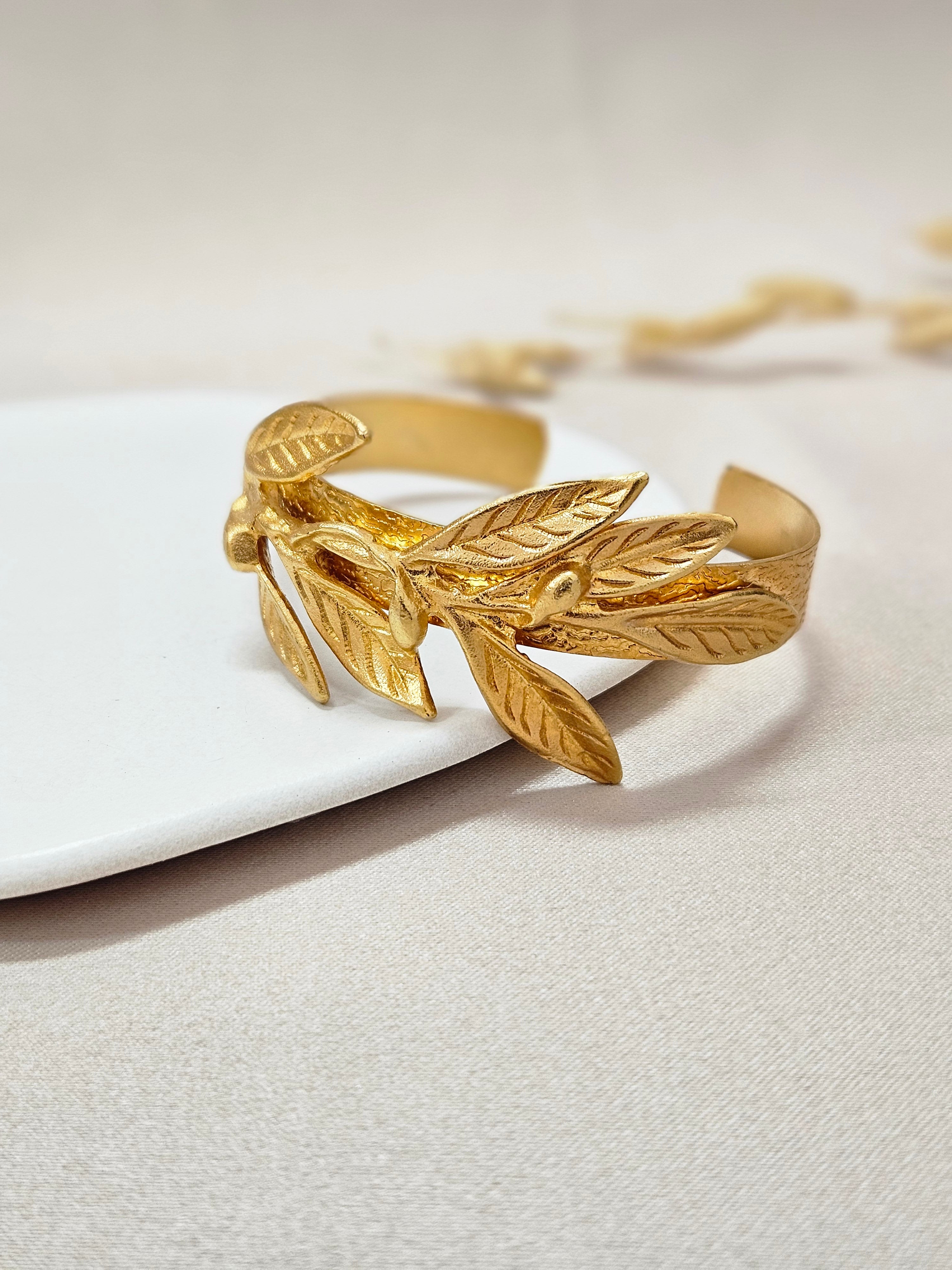 Greek Statment Gold Cuff Bracelet -TBGL