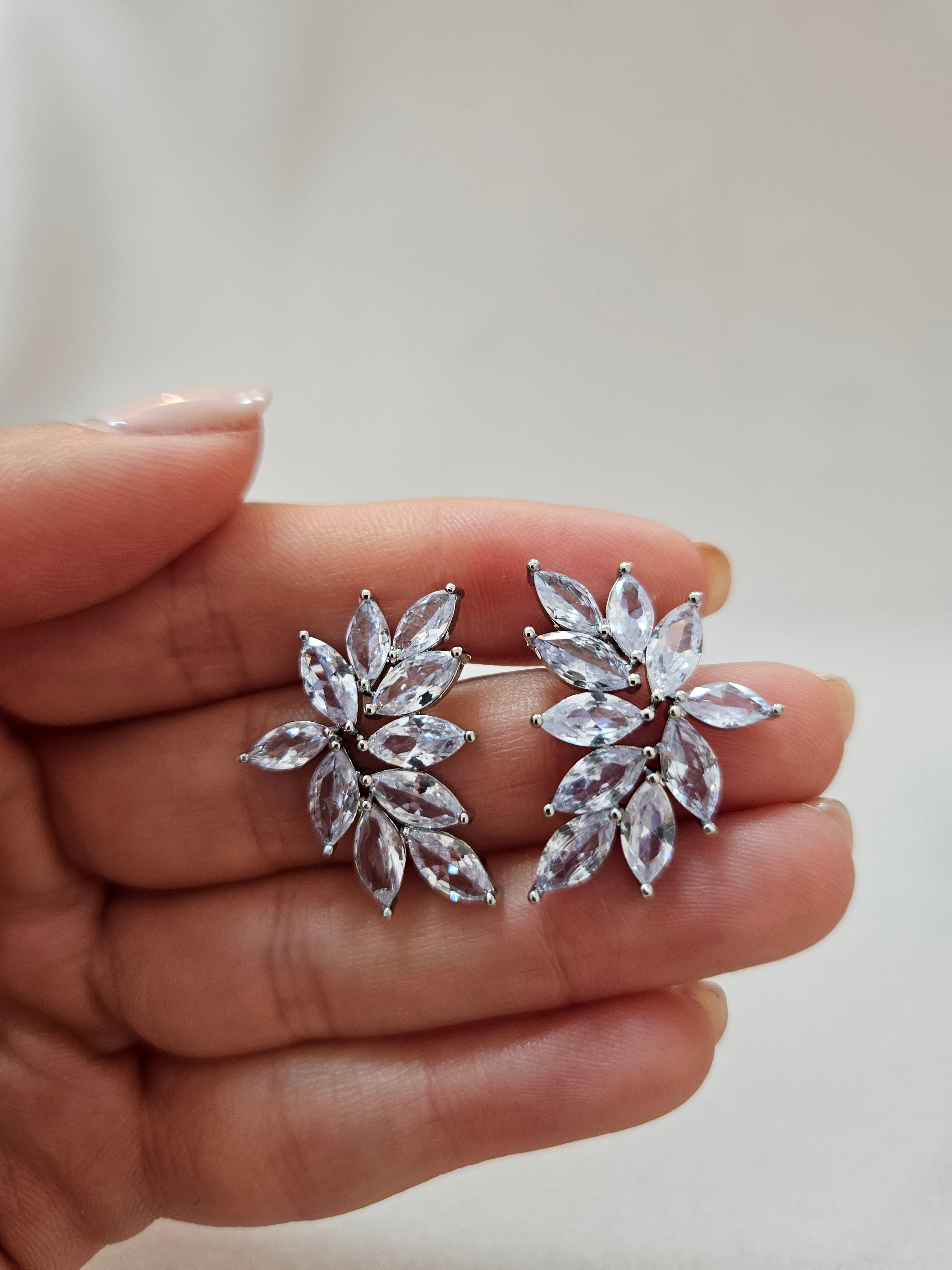 Half Moon Crystal Stud Earrings - AESC7