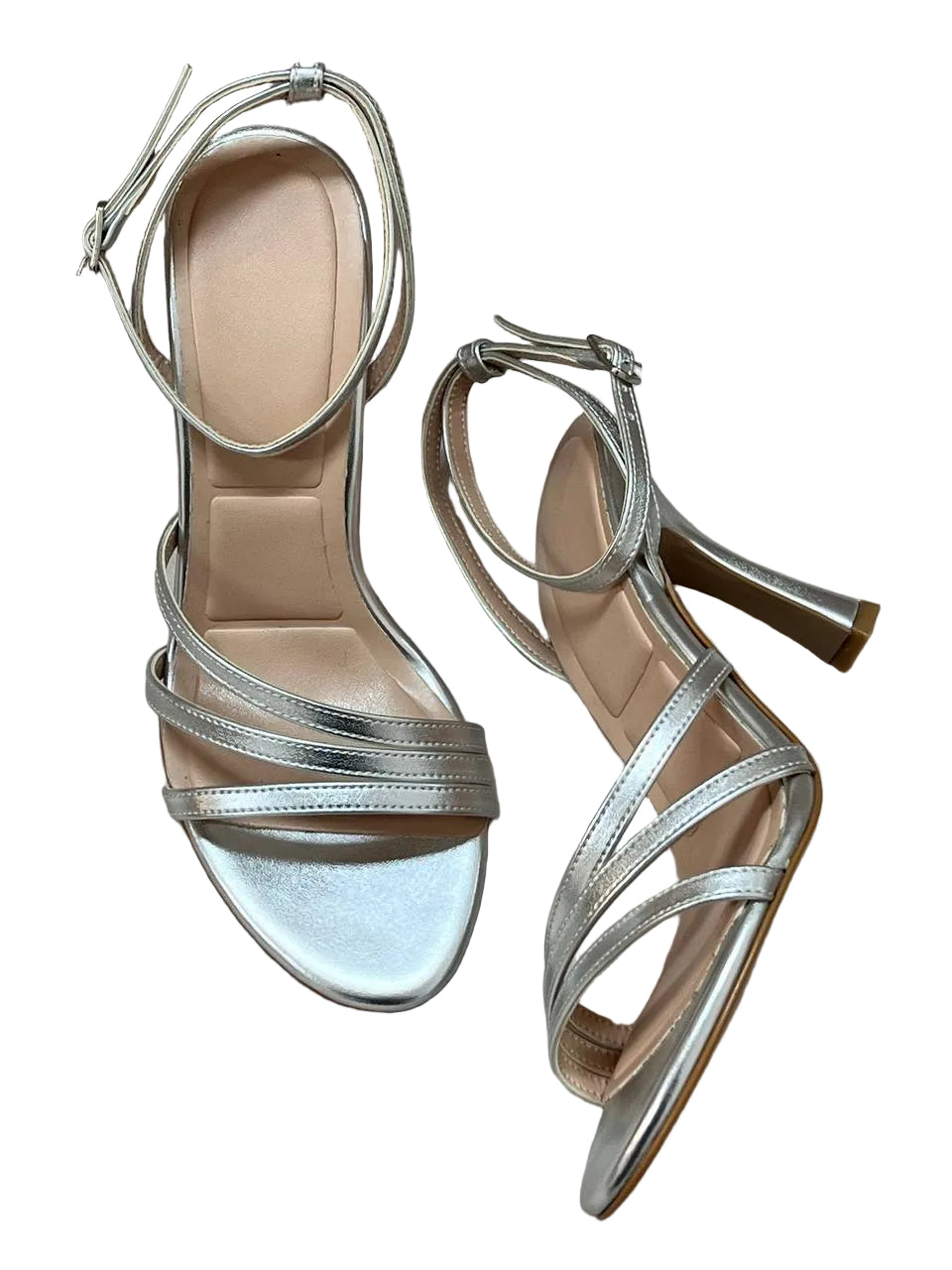 Silver Strappy Heels