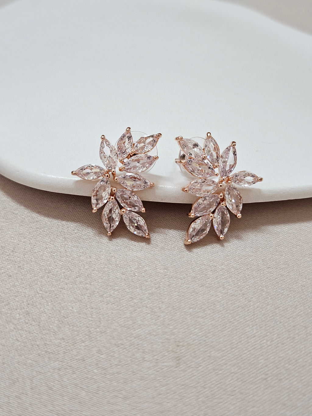 Rose Gold Stud Crystal Earrings