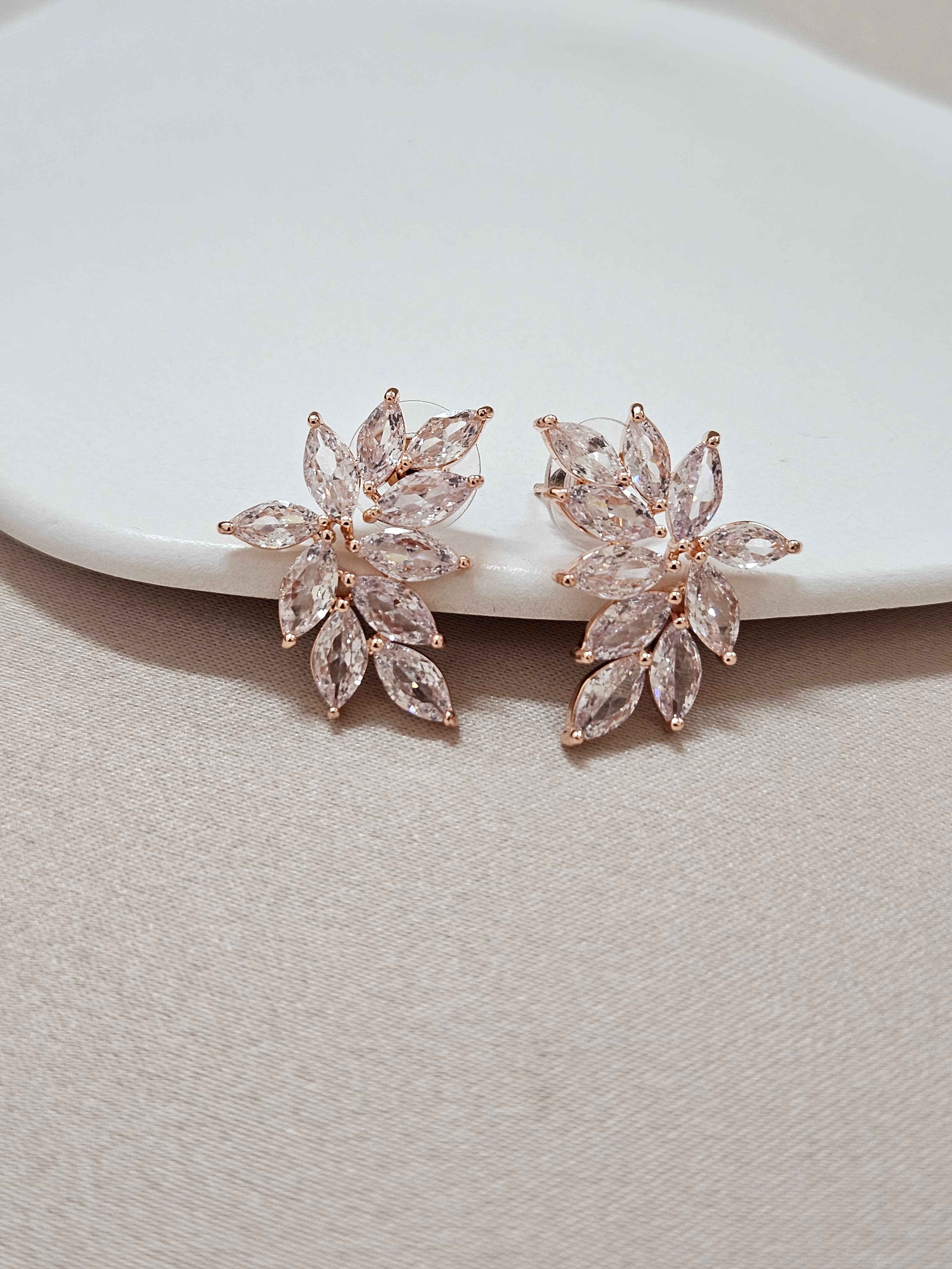 Rose Gold Stud Crystal Earrings - AER5
