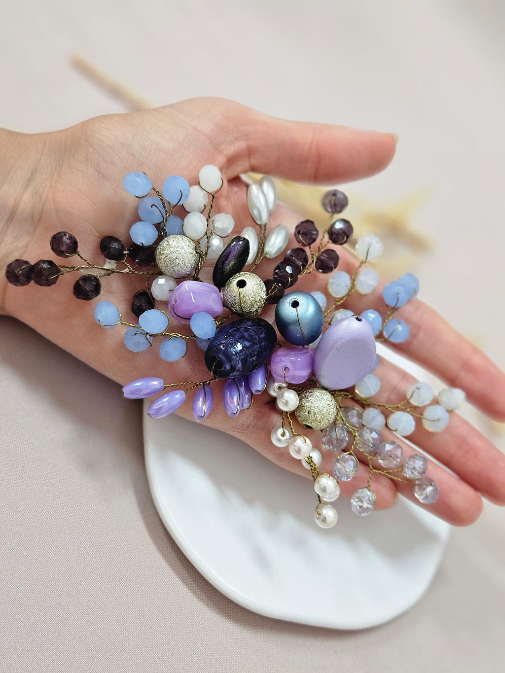 Light Blue And Purple Brooch