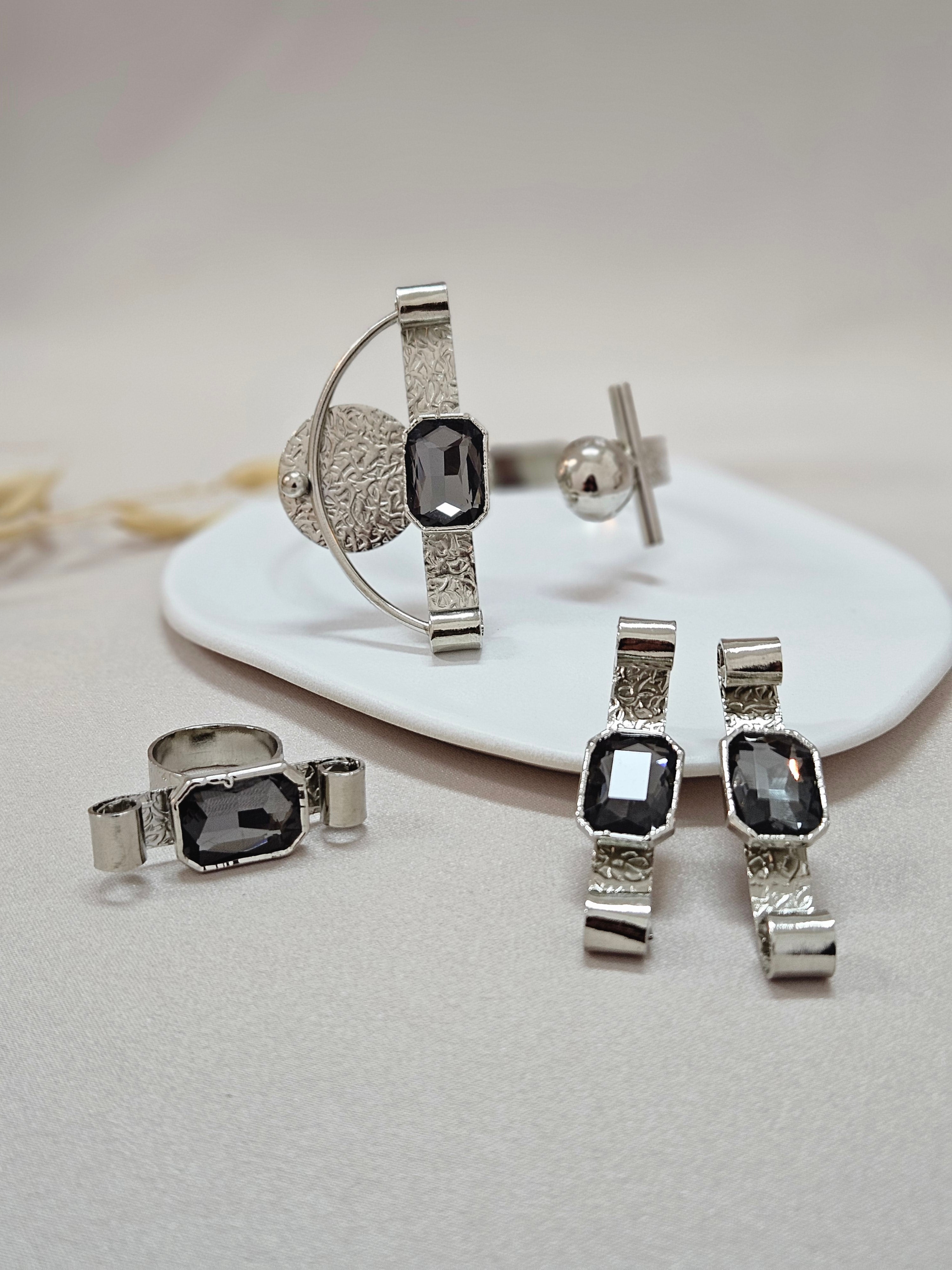 Black Diamond Square Jewelry Set - TBSG4