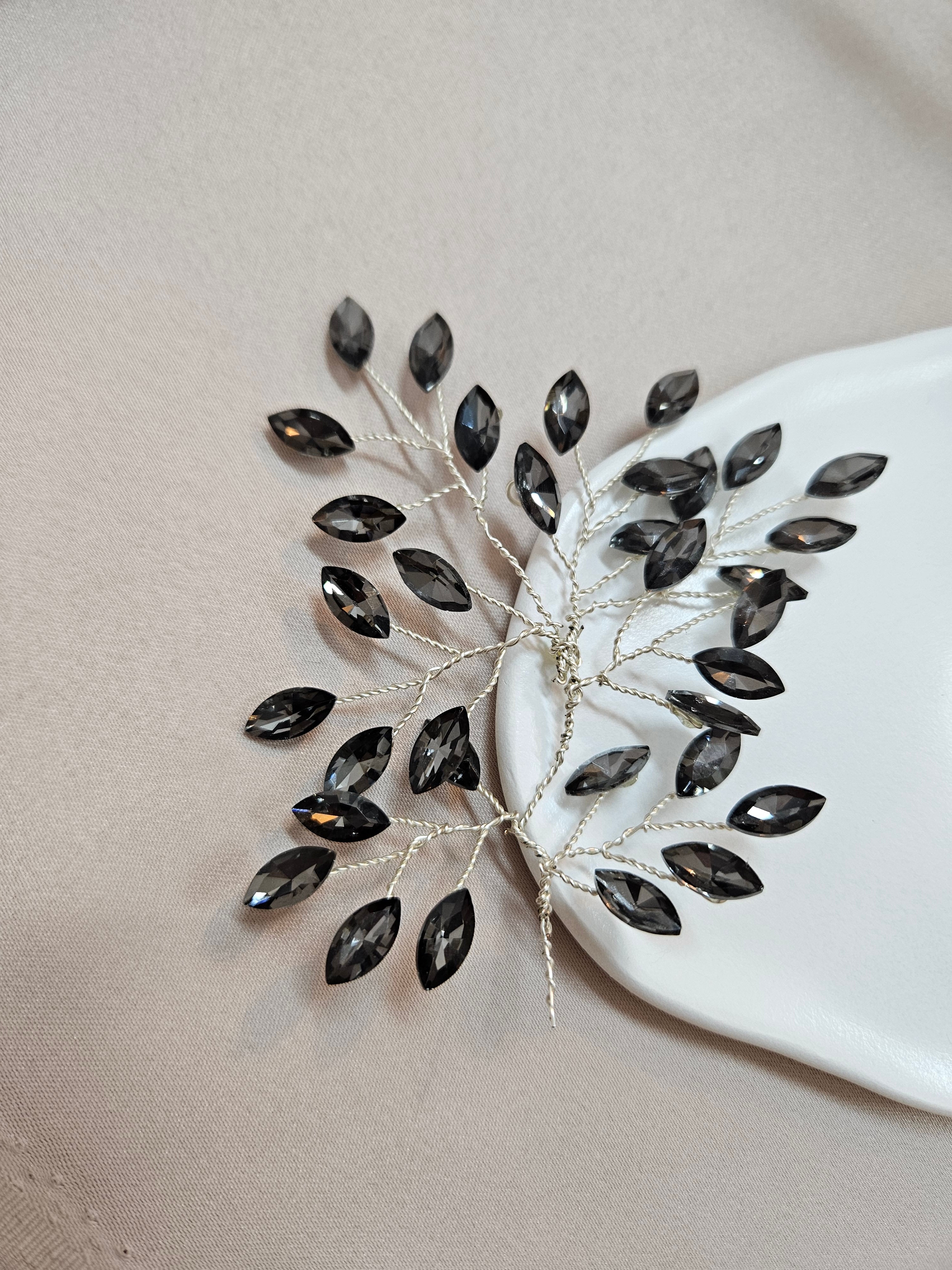 Black Diamond Crystal Hair Vine - AHPW