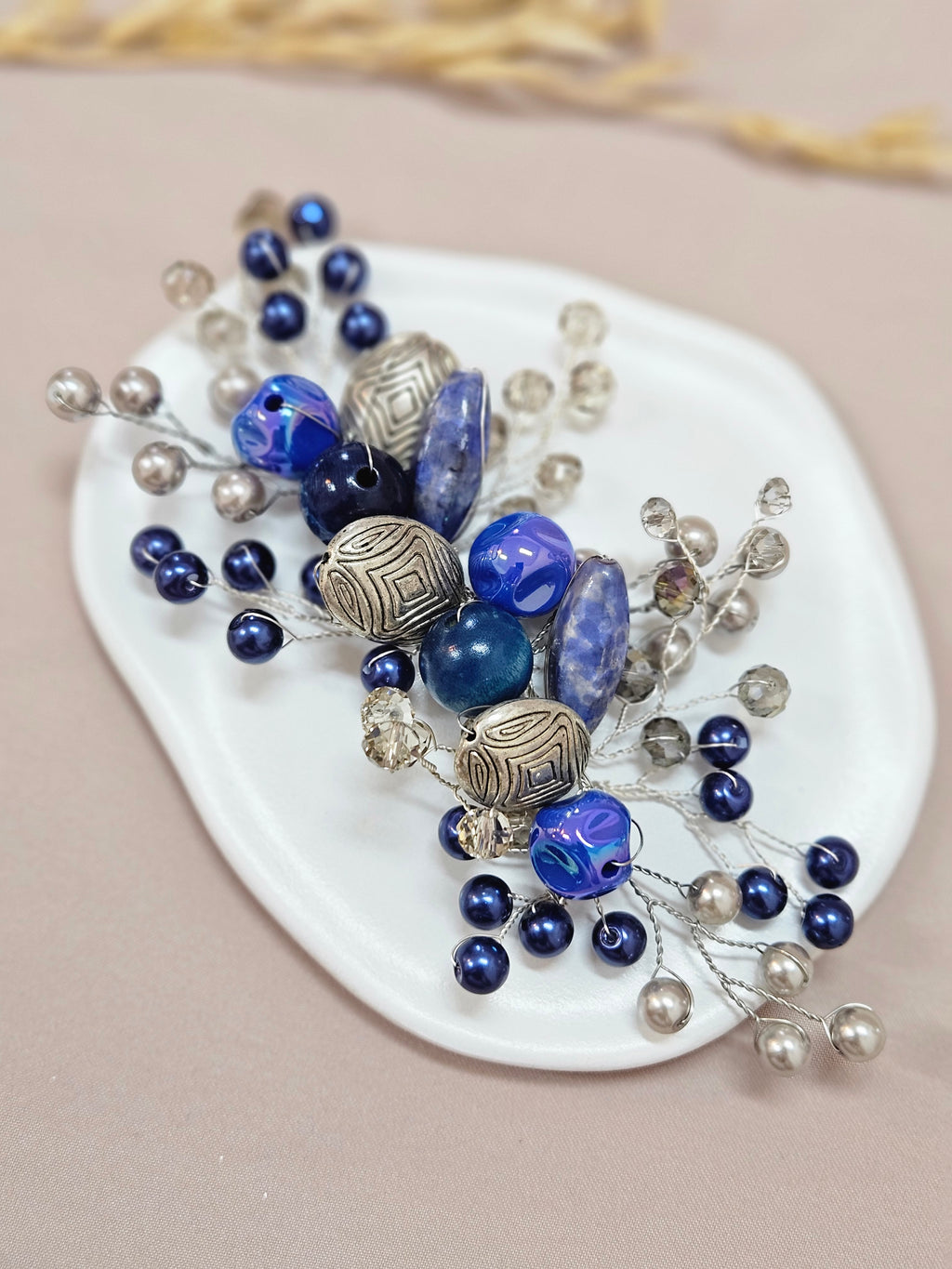 Blue Sew On Brooch
