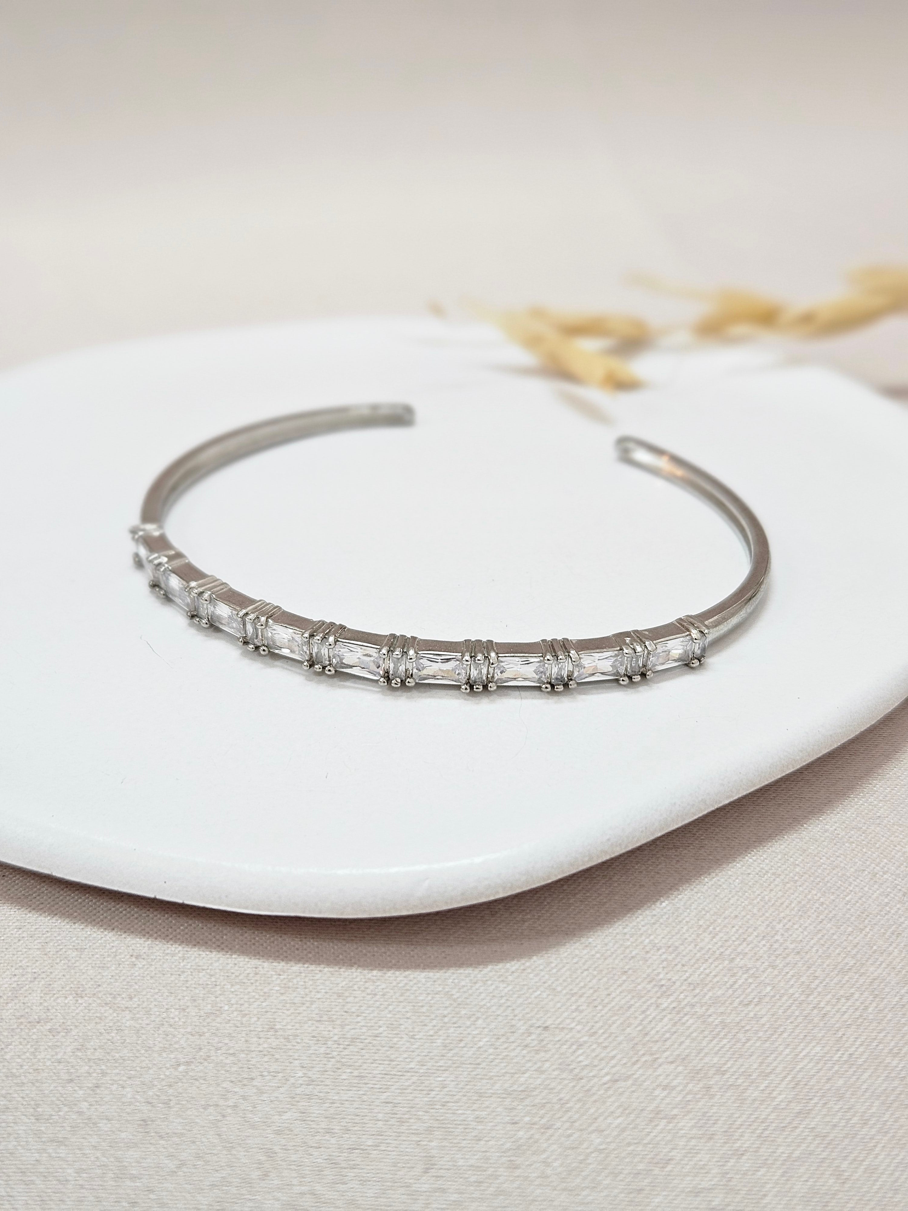 Adjustable bangle Silver Crystal Bracelet - ABSC10