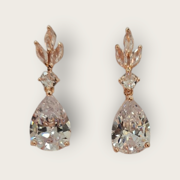 Crystal Drop Rose Gold Glamorous Earrings - AERC6