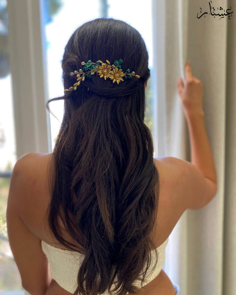 Emerald Green Jasmine Hair Comb