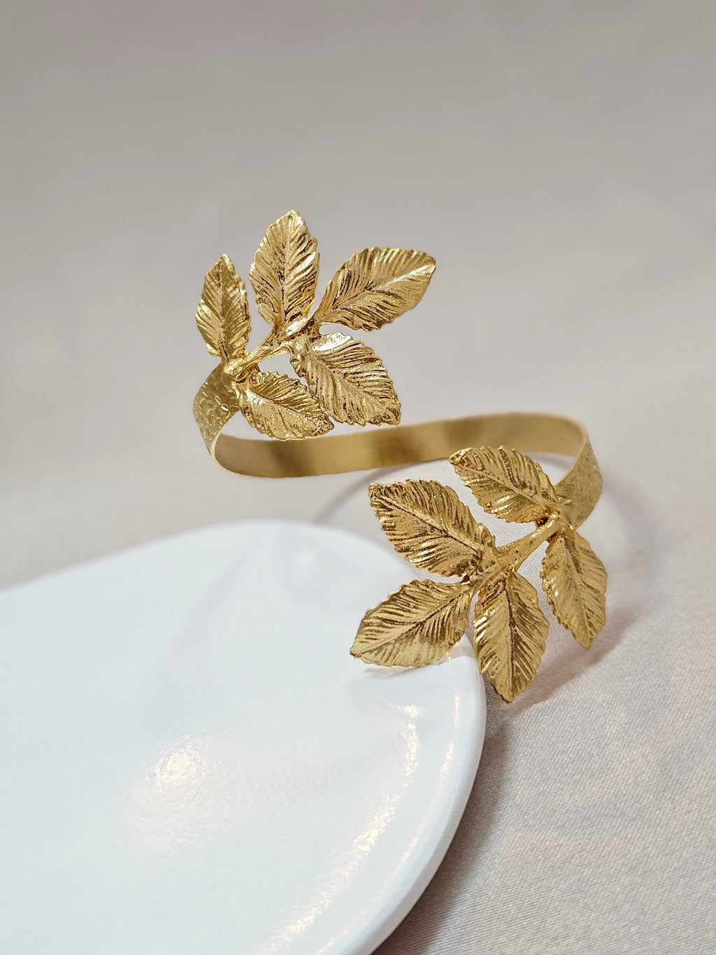 gold leaf open cuff bracelet