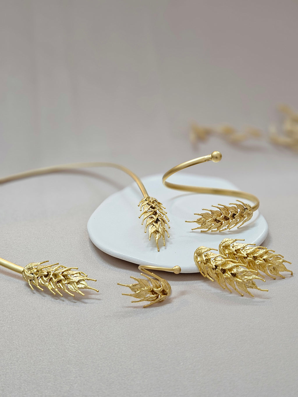 Gold Wheat Jewelry Set