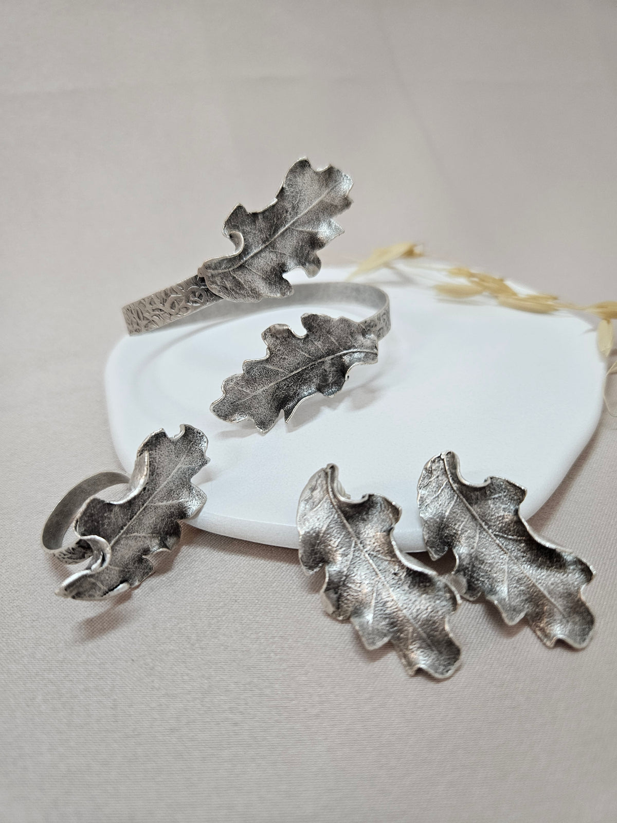 Greek Silver Leaf Jewelry Set