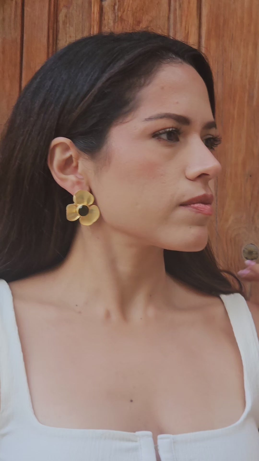 Olive Green Floral Earrings