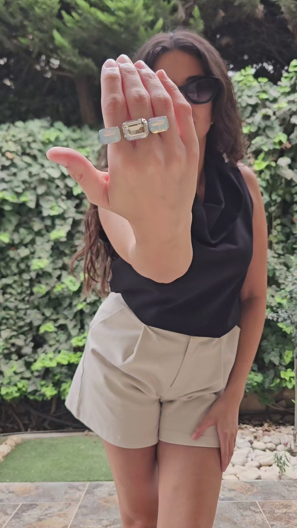 Opal Swarovski Double Ring