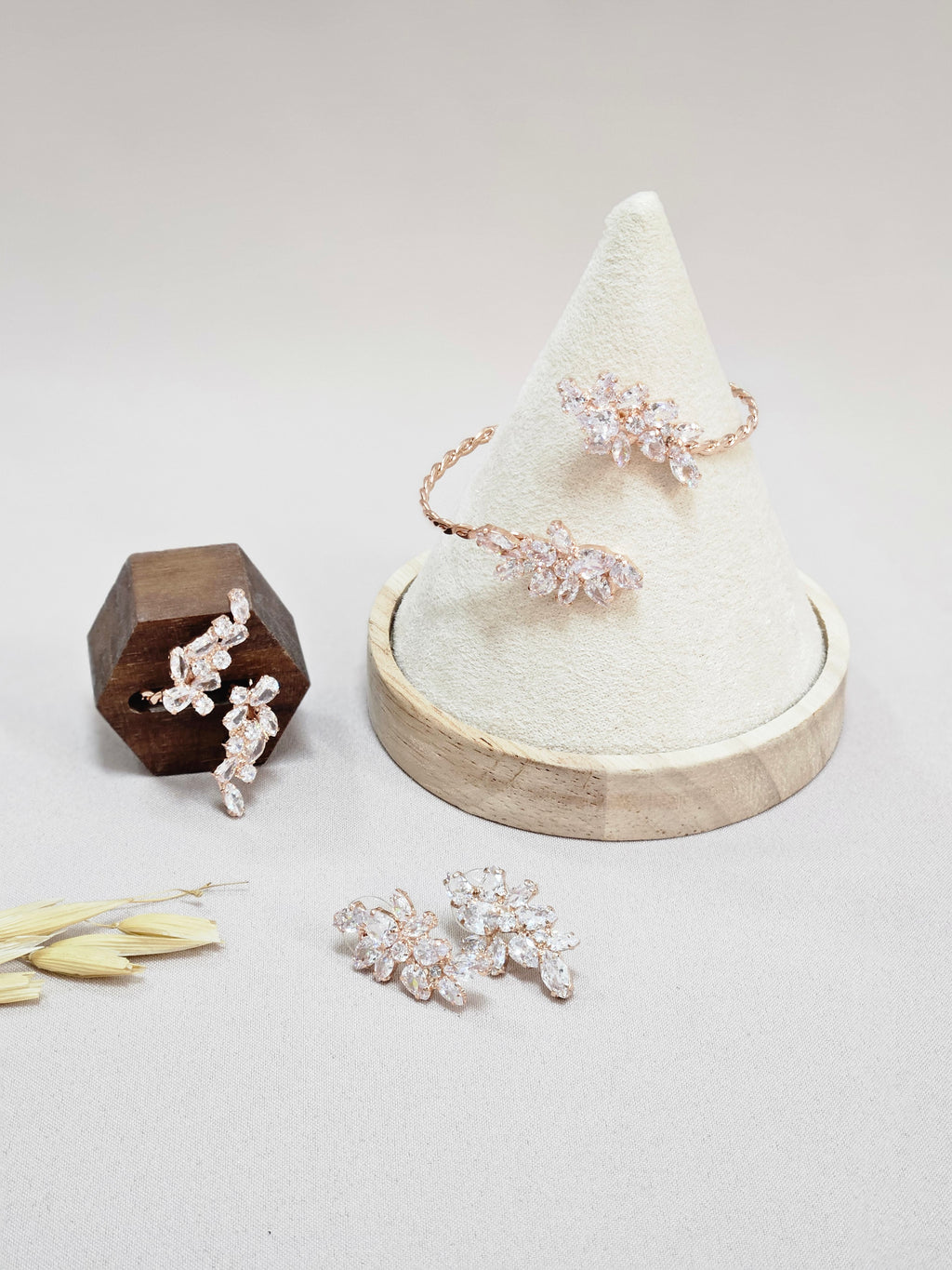 Rose Gold Leaf Bridal Set