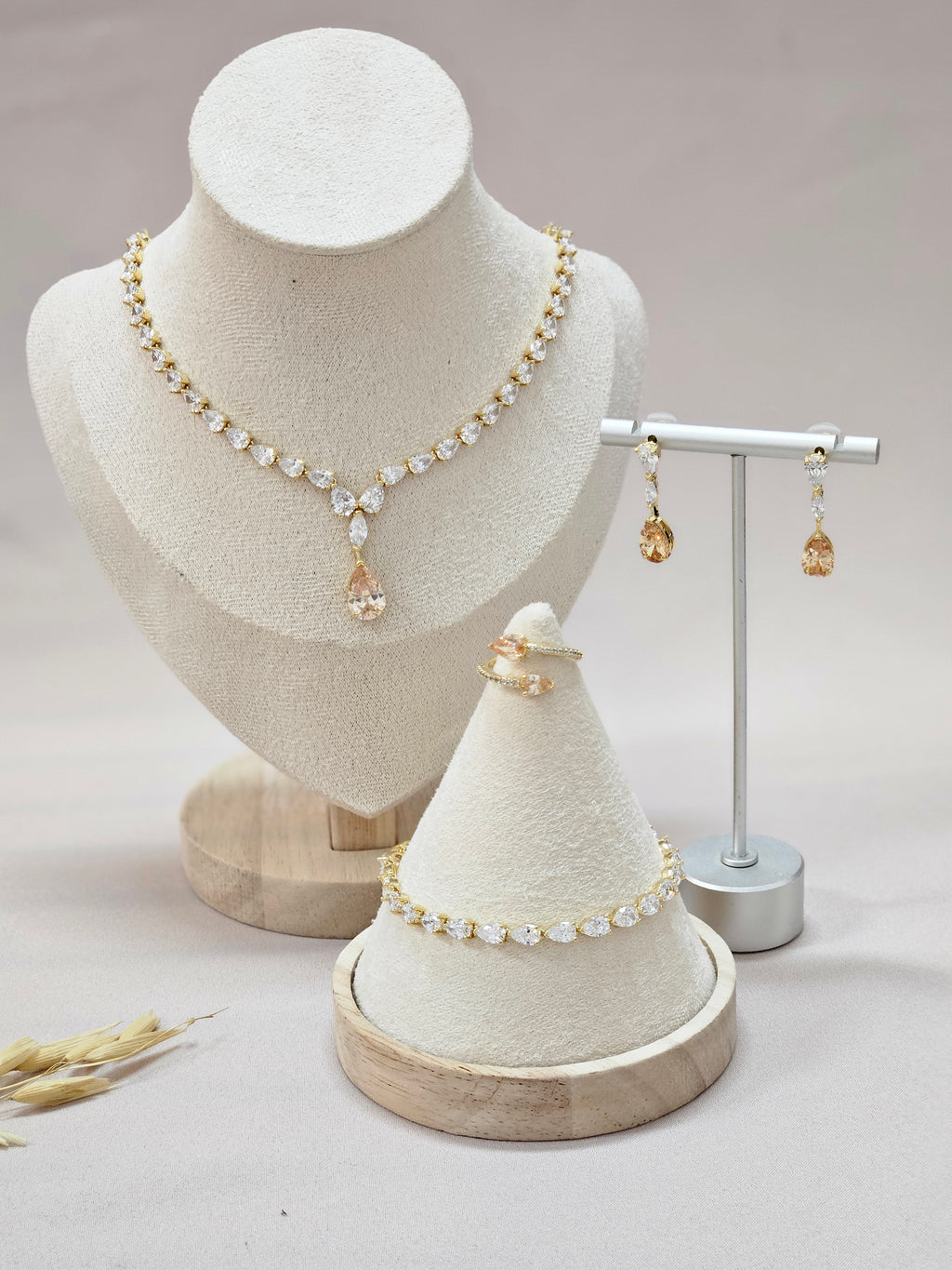 Champagne Drop Crystal Jewelry Set
