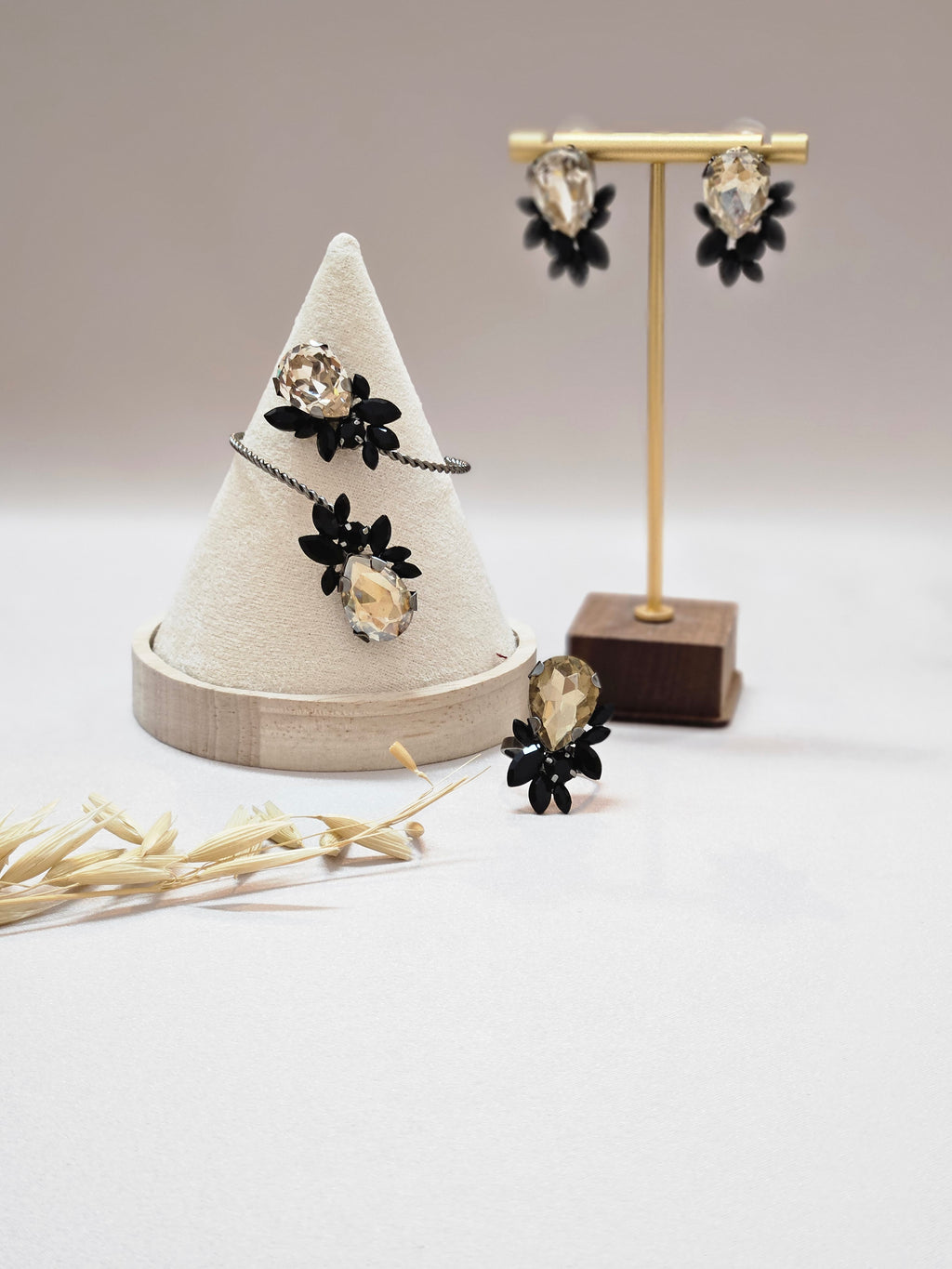Champagne And Black Jewelry Set