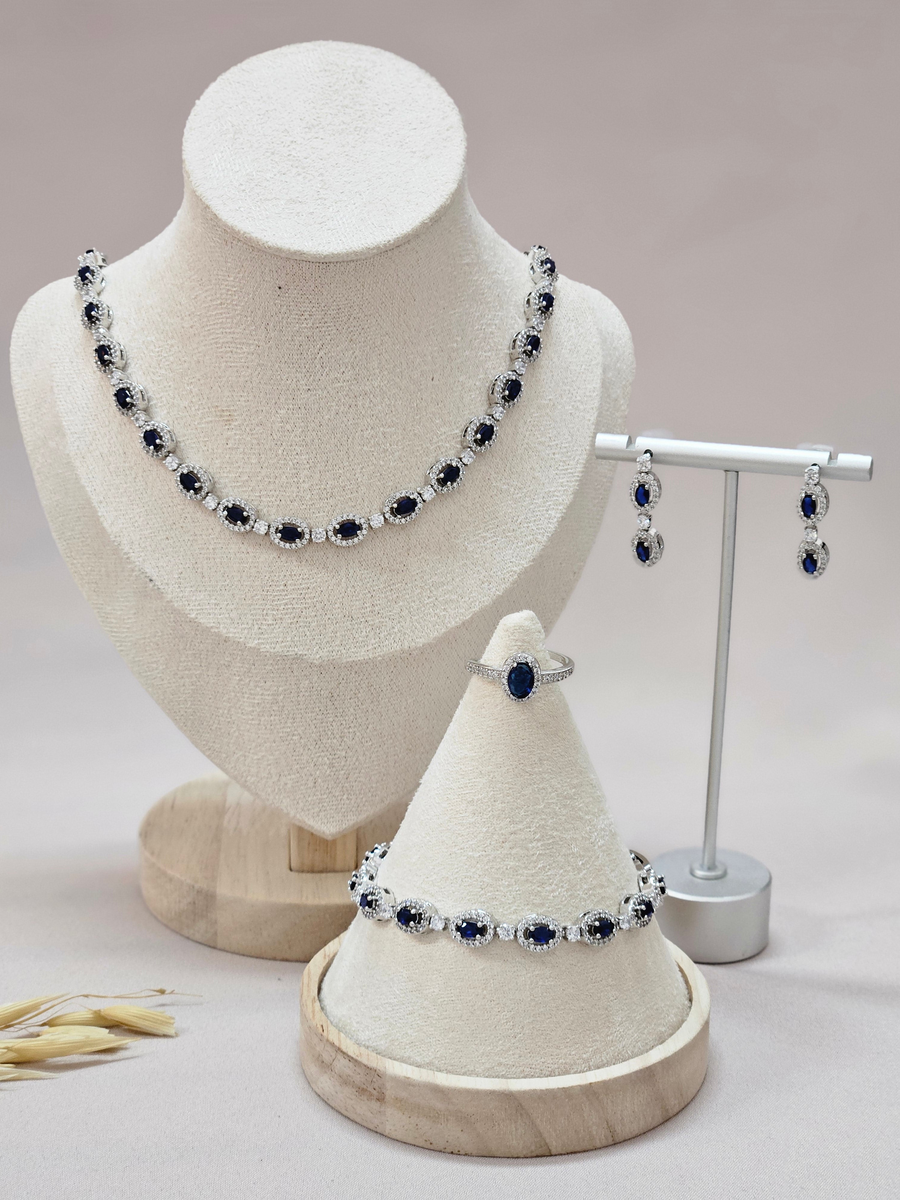 Dark Blue Jewelry CZ Set