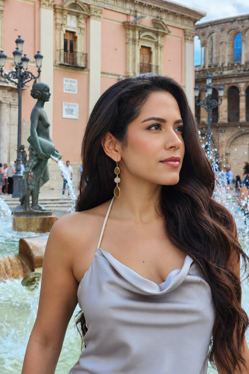 Pendientes colgantes marrones