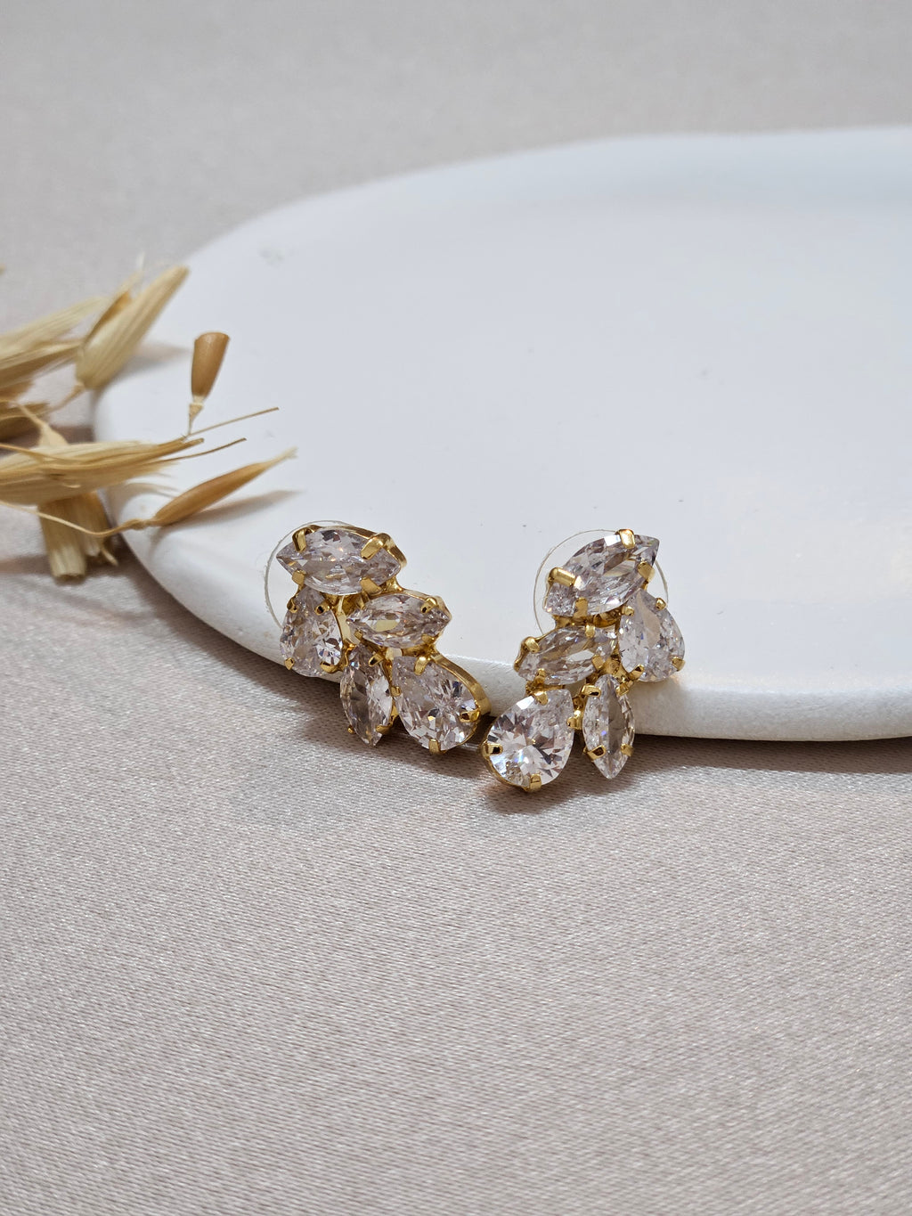Small Gold Stud CZ Earrings