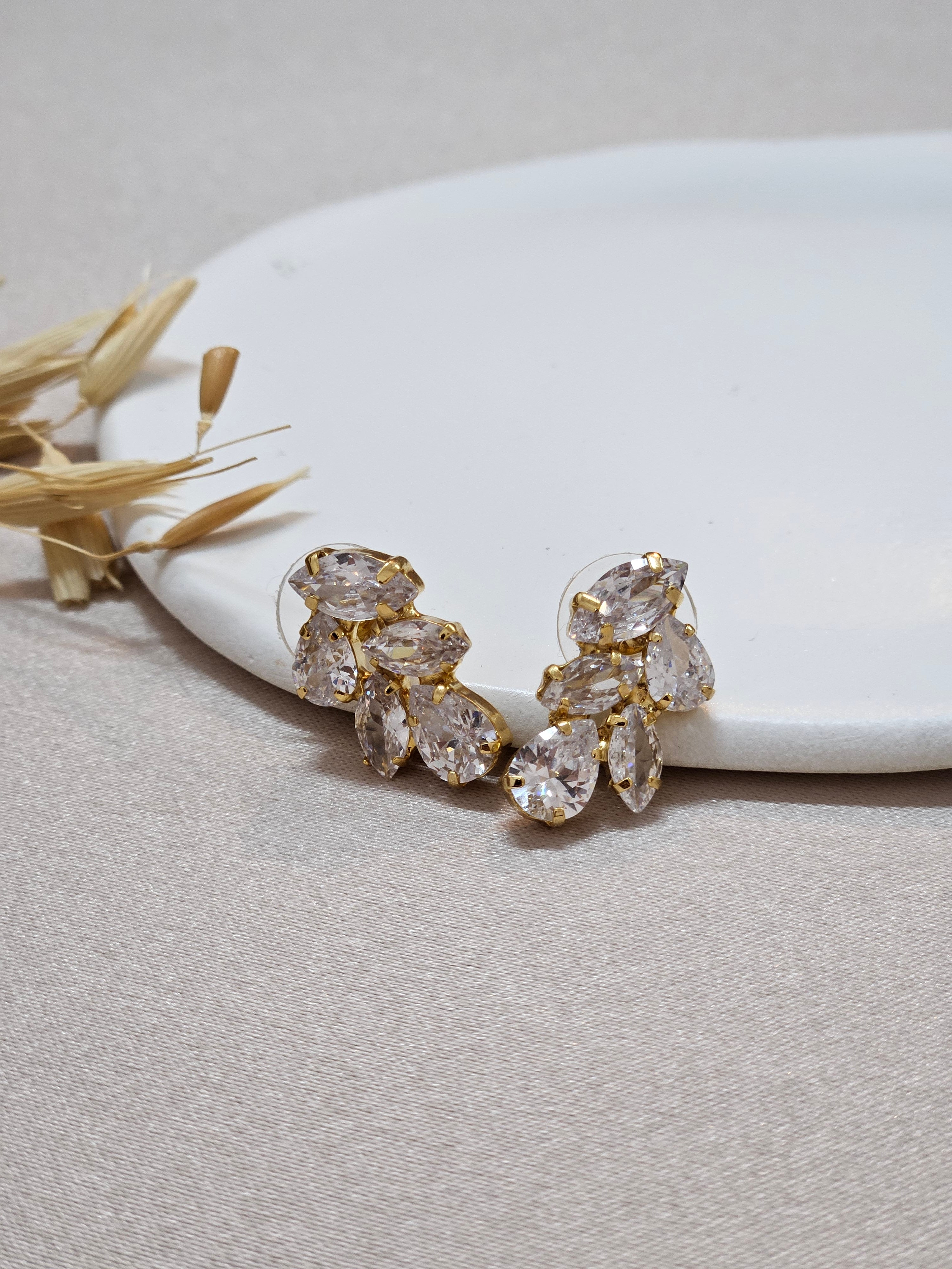 Small Gold Stud CZ Earrings