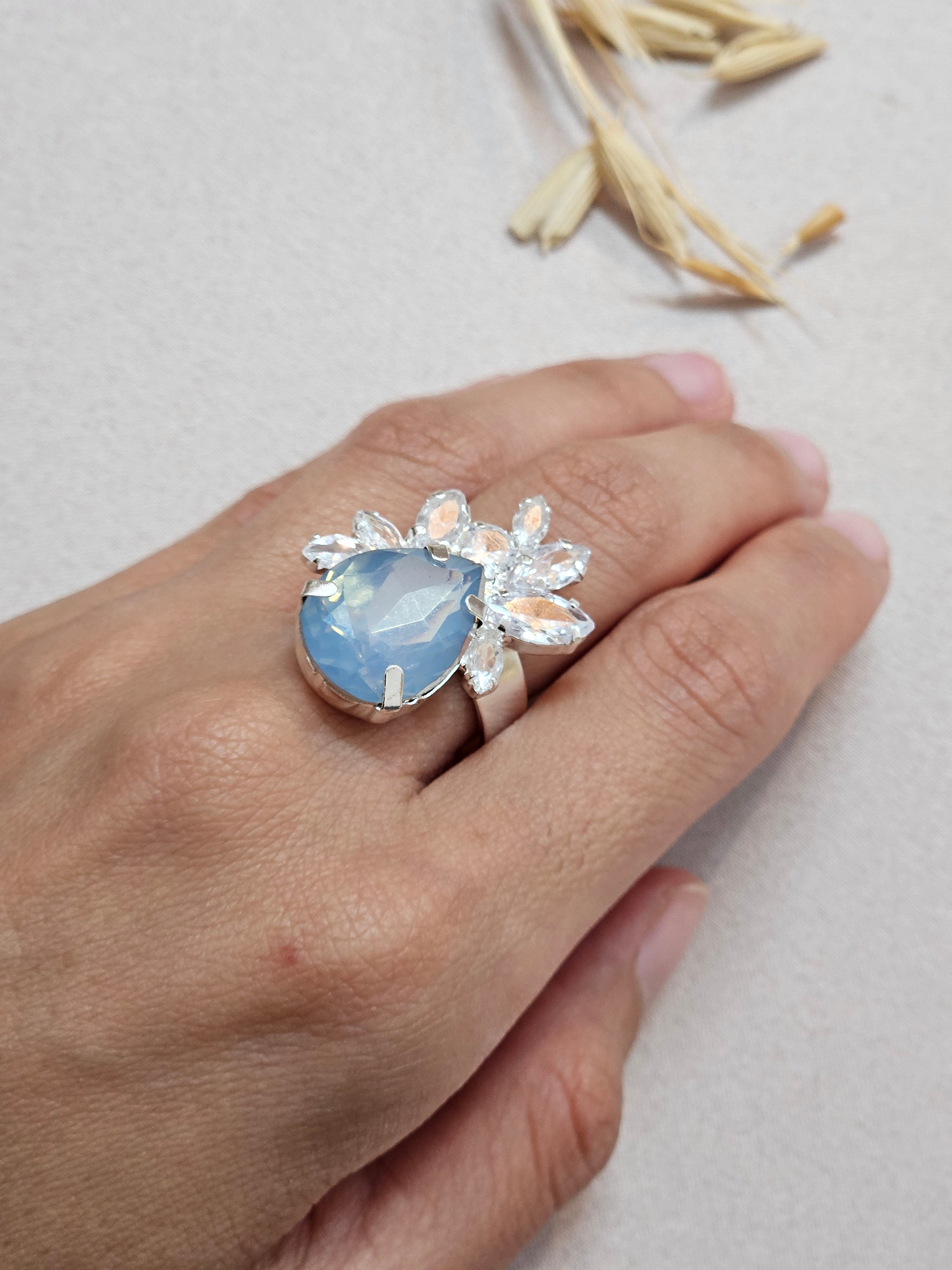 Baby Blue Earrings And Ring
