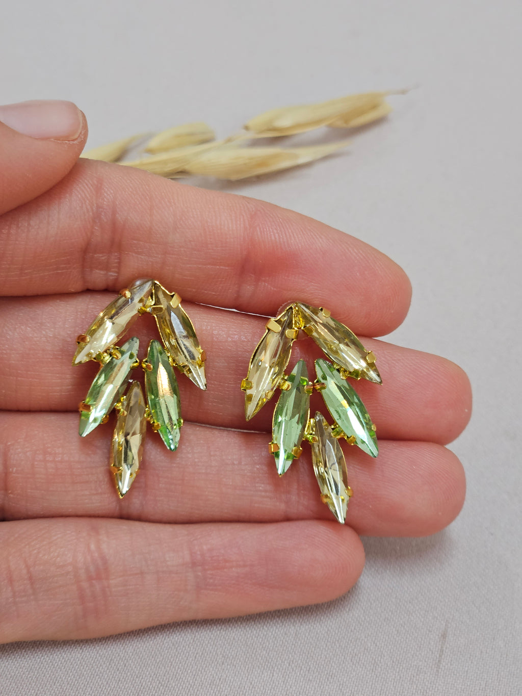 Green And Gold Wheat Jewelry Set
