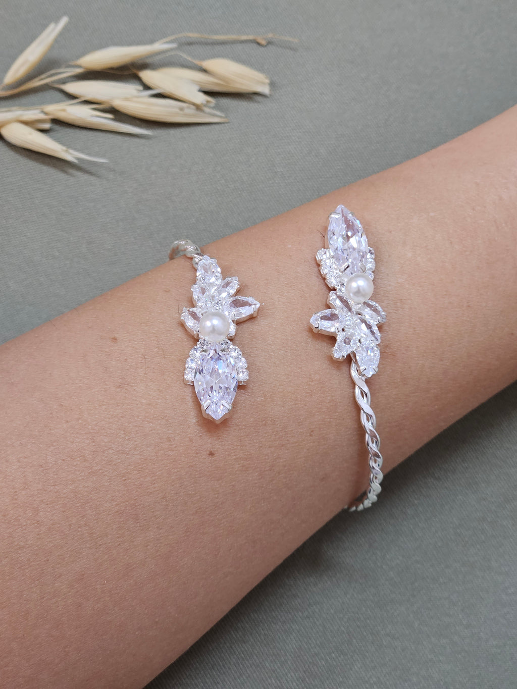 Leaf Silver Bridal Set