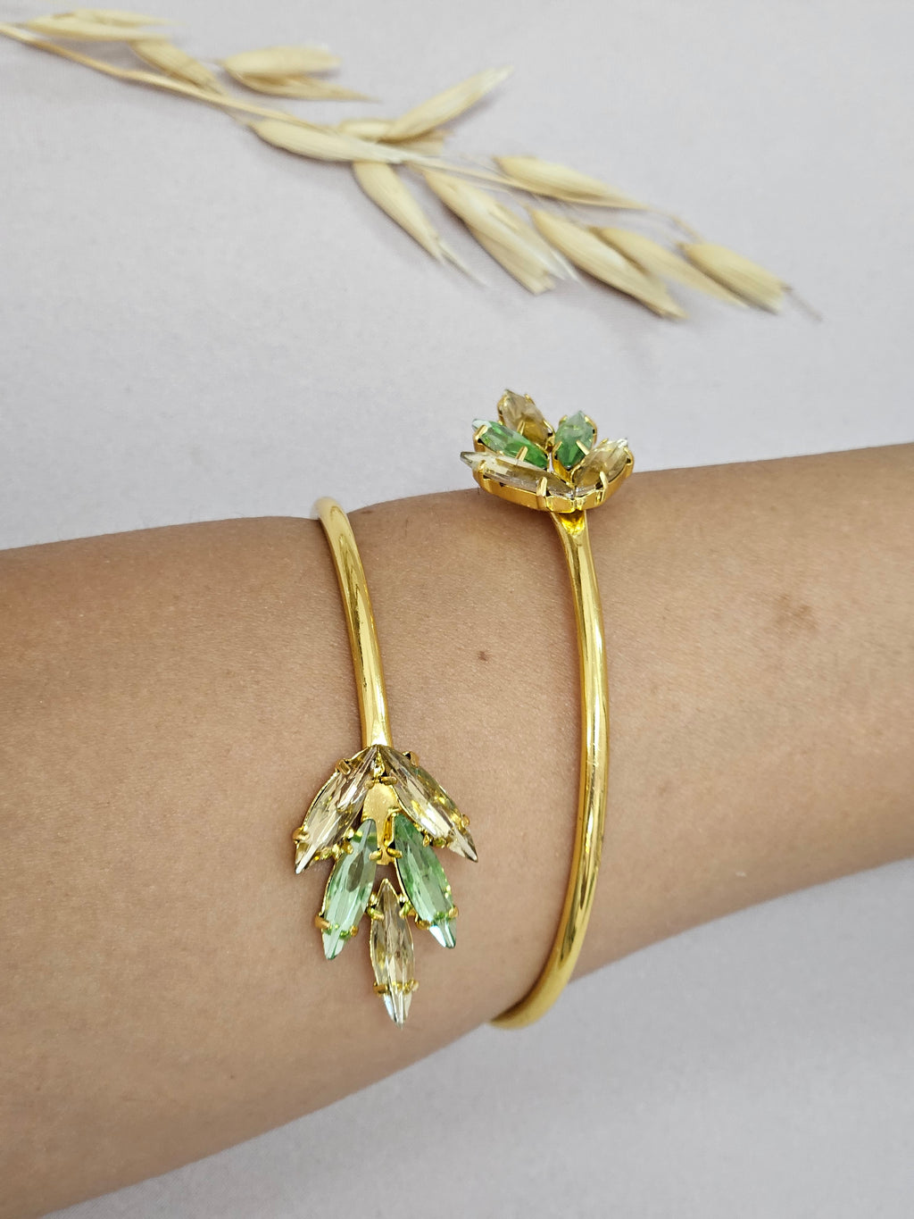 Green And Gold Wheat Jewelry Set