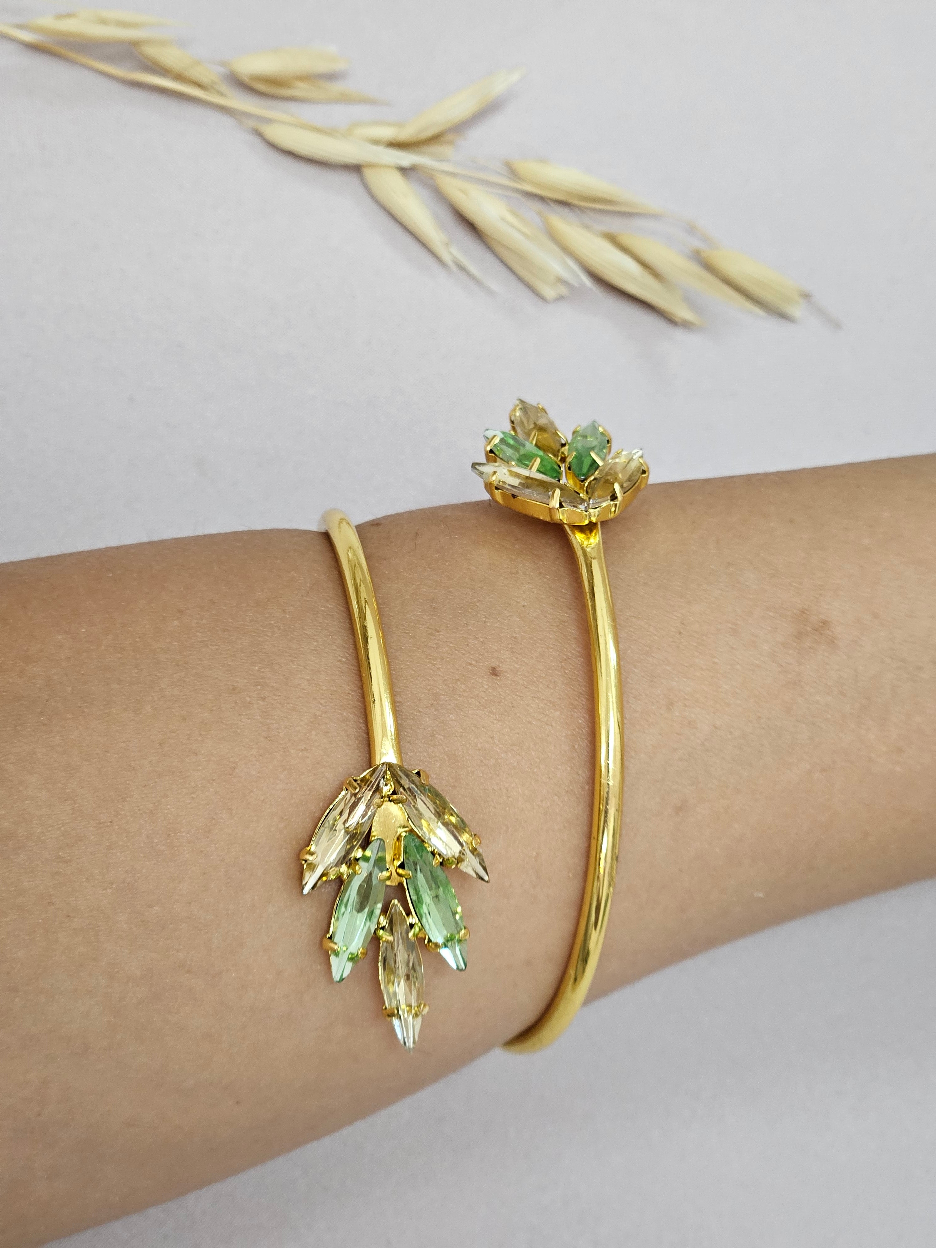 Green And Gold Wheat Jewelry Set